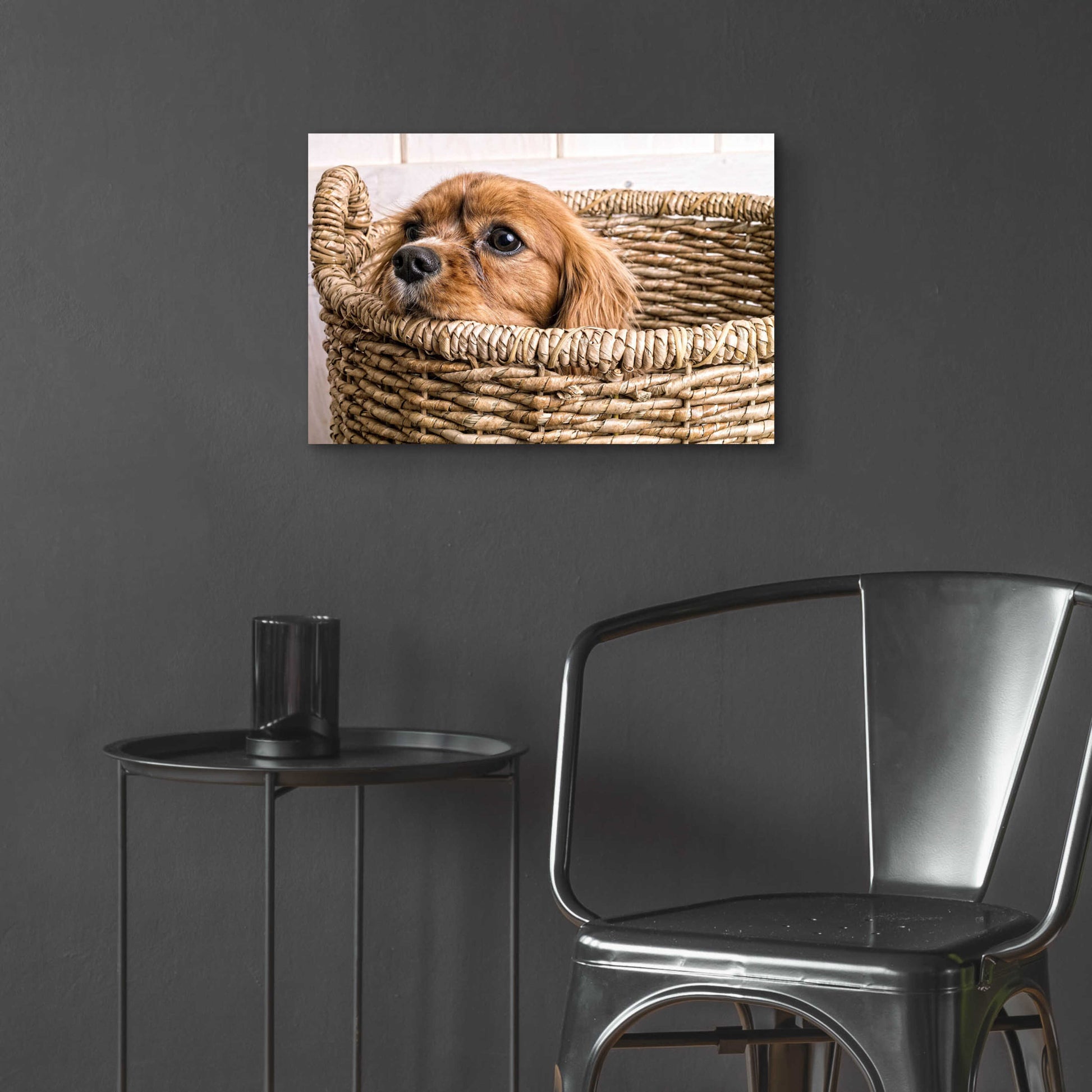 Epic Art 'Puppy in a Laundry Basket' by Edward M. Fielding, Acrylic Glass Wall Art,24x16