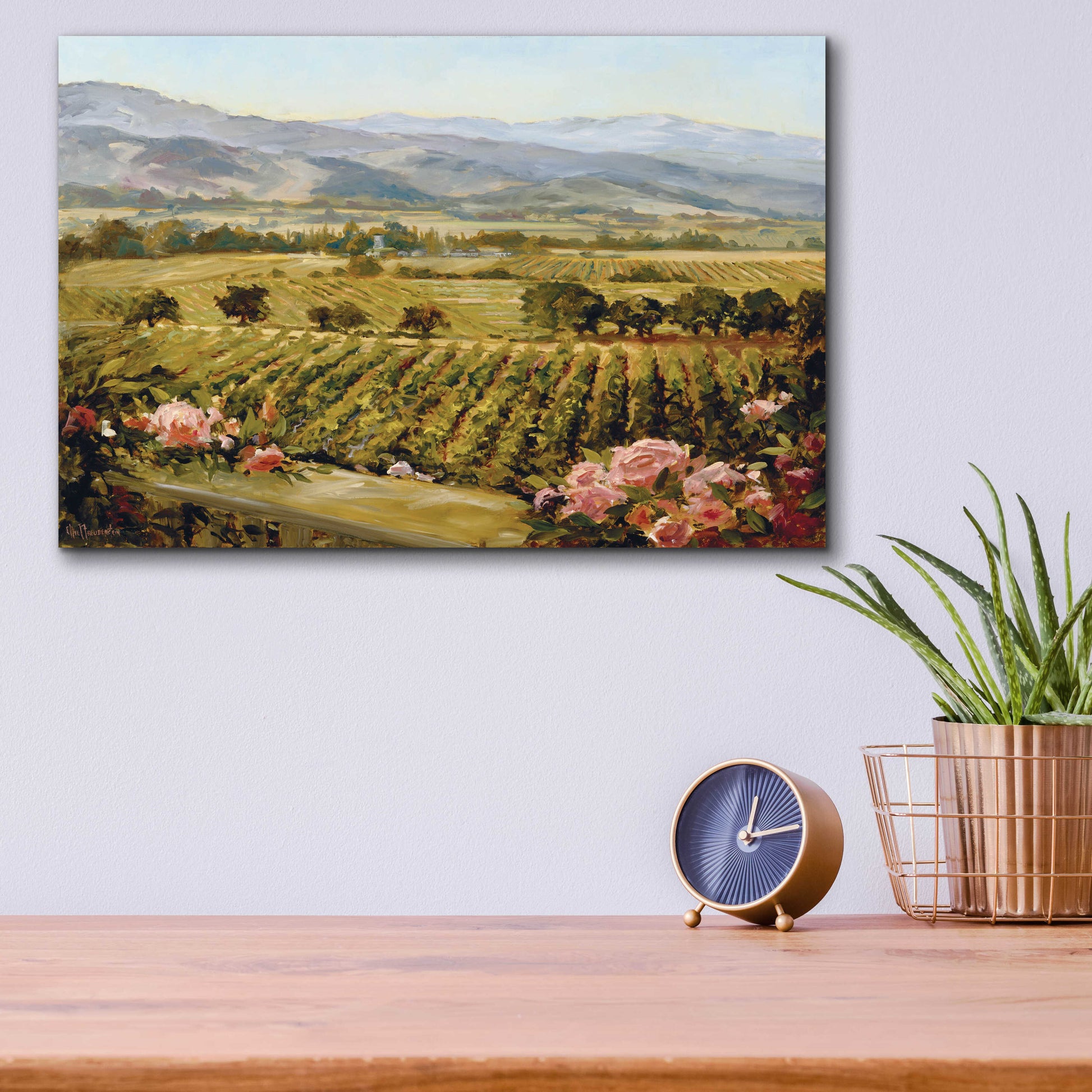 Epic Art 'Vineyards to Vaca Mountains' by Ellie Freudenstein, Acrylic Glass Wall Art,16x12