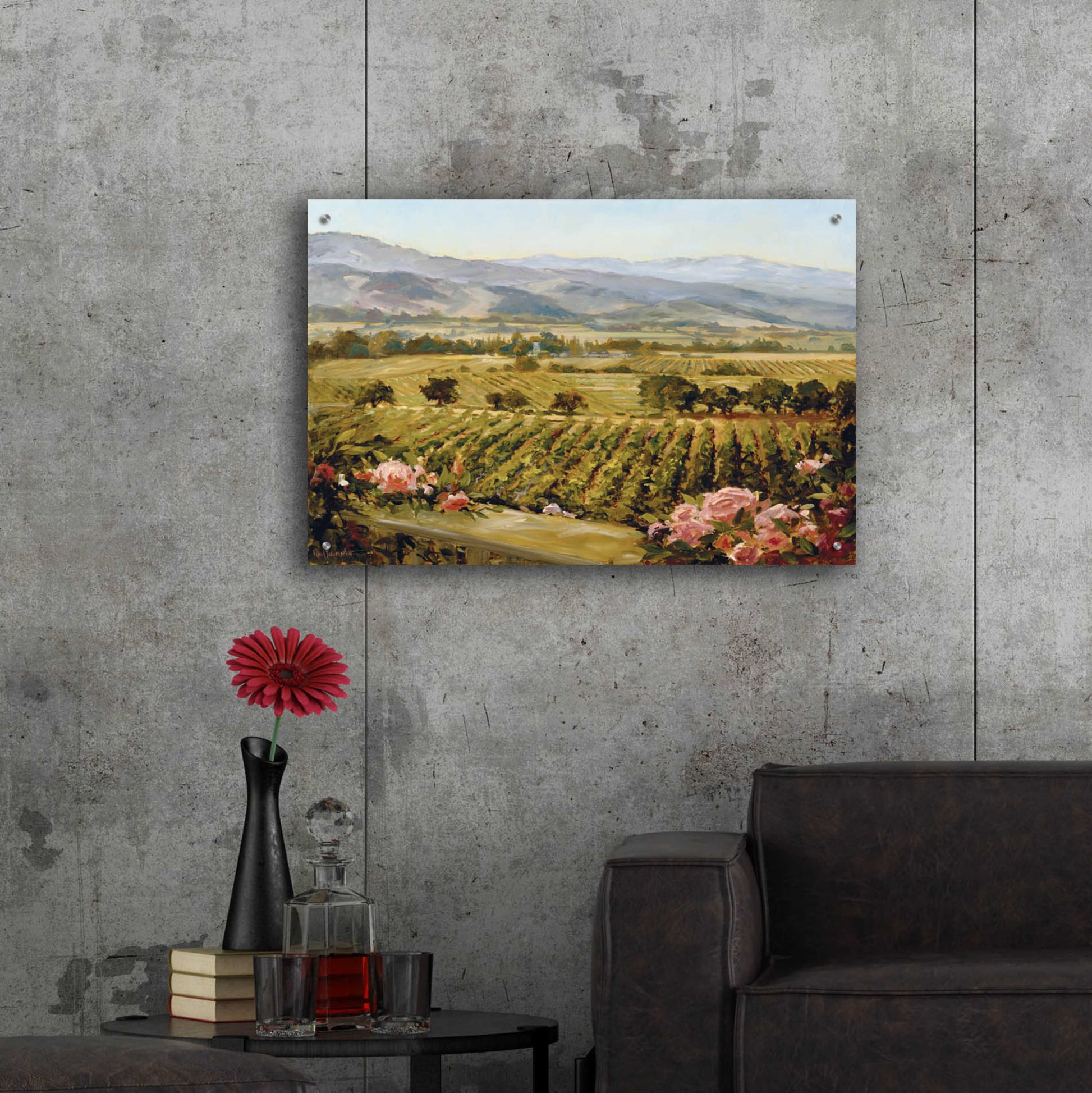 Epic Art 'Vineyards to Vaca Mountains' by Ellie Freudenstein, Acrylic Glass Wall Art,36x24