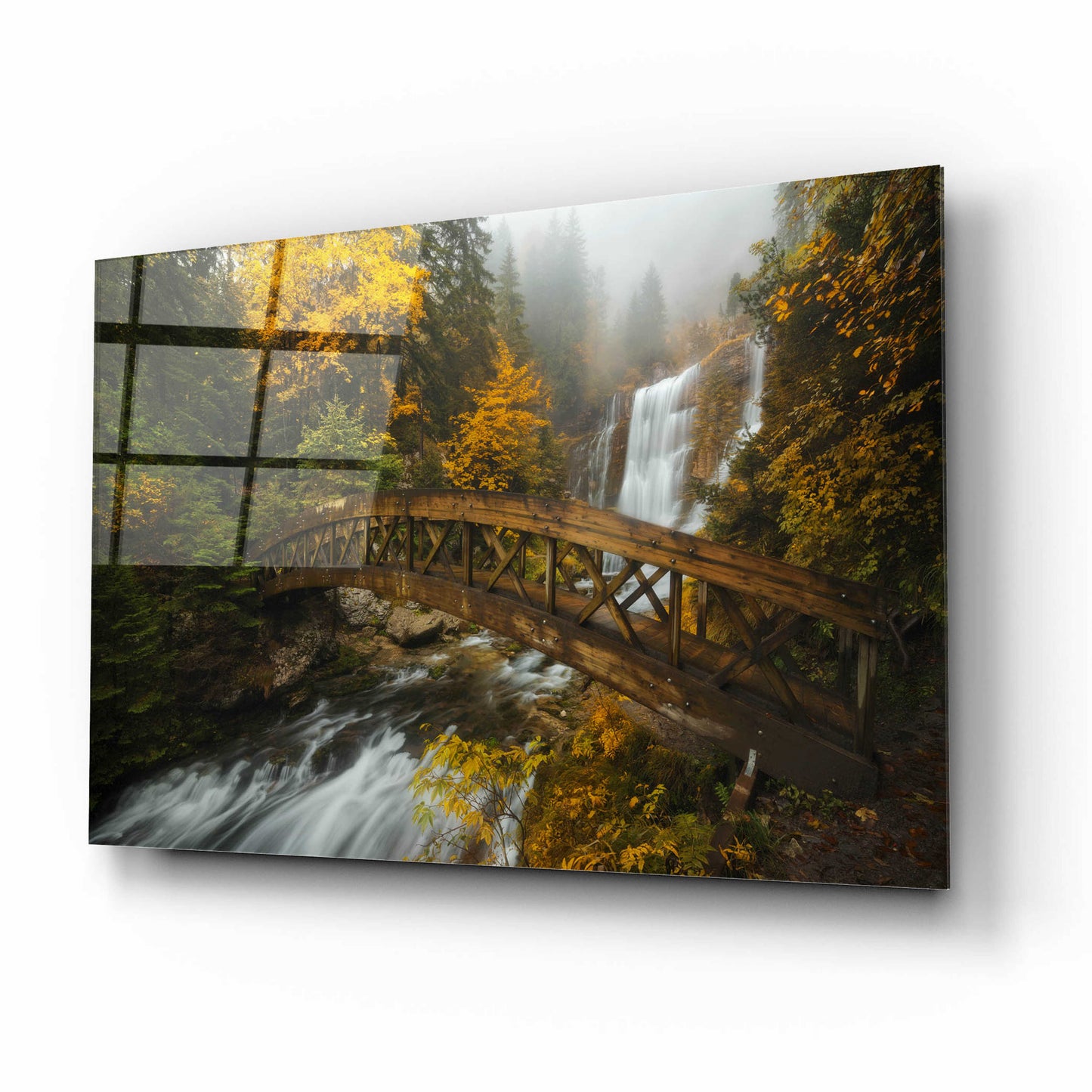 Epic Art 'A Bridge in the Forest' by Enrico Fossati, Acrylic Glass Wall Art,16x12