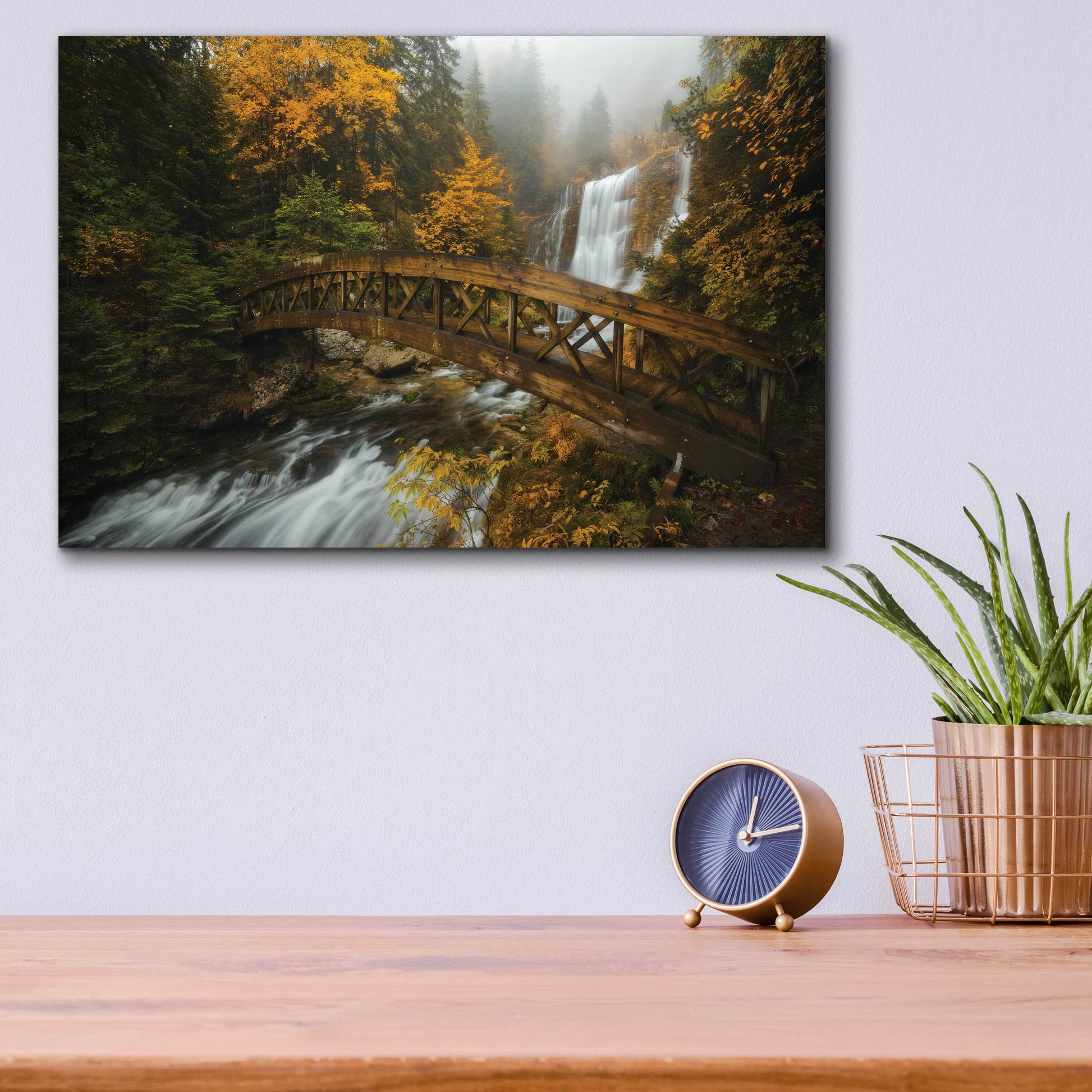 Epic Art 'A Bridge in the Forest' by Enrico Fossati, Acrylic Glass Wall Art,16x12