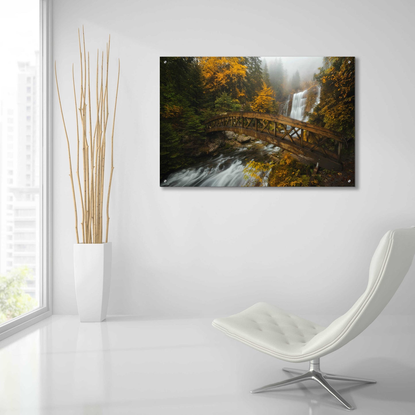 Epic Art 'A Bridge in the Forest' by Enrico Fossati, Acrylic Glass Wall Art,36x24