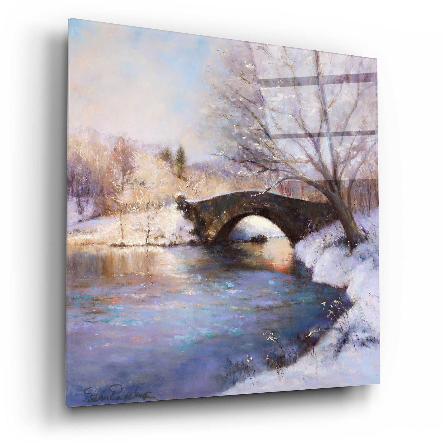 Epic Art 'Central Park Bridge' by Esther Engelman, Acrylic Glass Wall Art,12x12