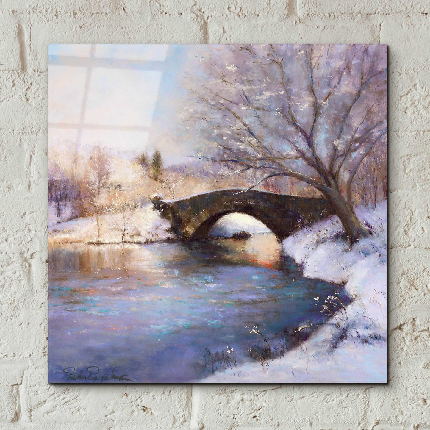 Epic Art 'Central Park Bridge' by Esther Engelman, Acrylic Glass Wall Art,12x12