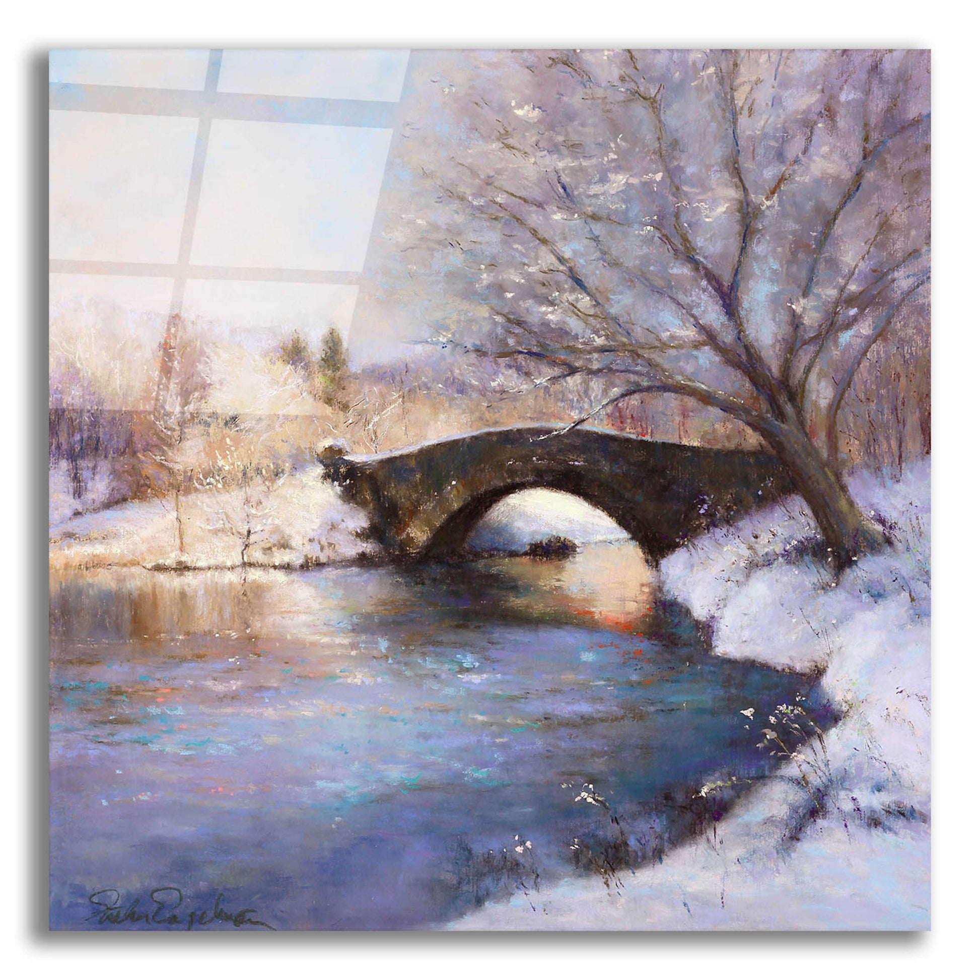 Epic Art 'Central Park Bridge' by Esther Engelman, Acrylic Glass Wall Art,12x12