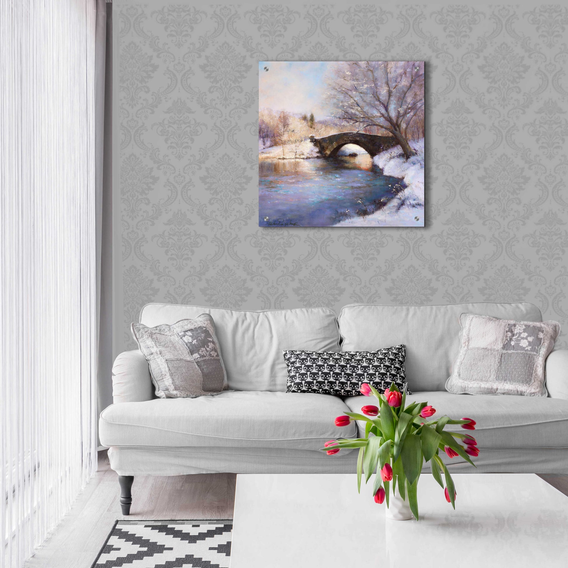 Epic Art 'Central Park Bridge' by Esther Engelman, Acrylic Glass Wall Art,24x24