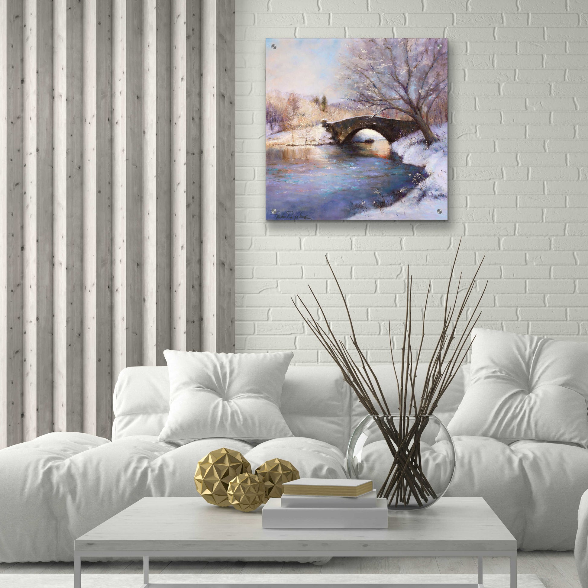 Epic Art 'Central Park Bridge' by Esther Engelman, Acrylic Glass Wall Art,24x24