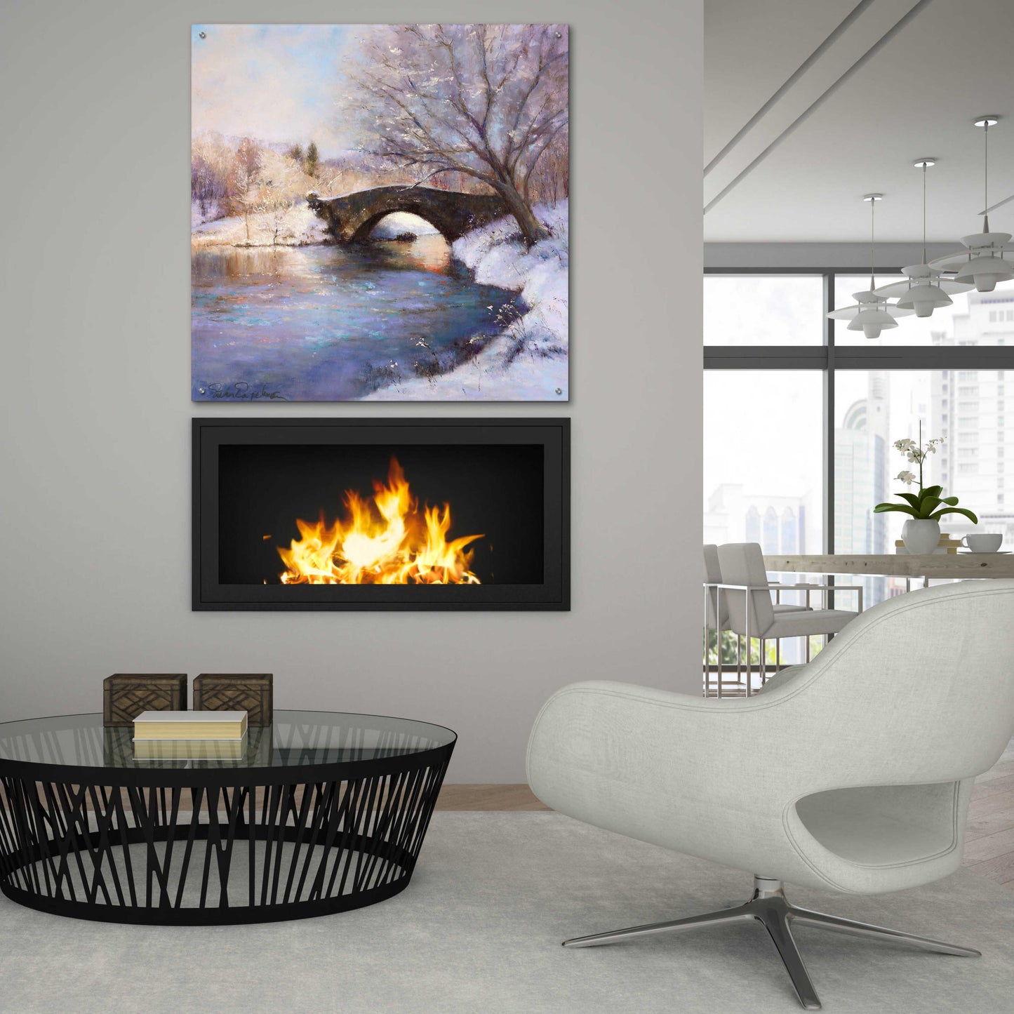 Epic Art 'Central Park Bridge' by Esther Engelman, Acrylic Glass Wall Art,36x36