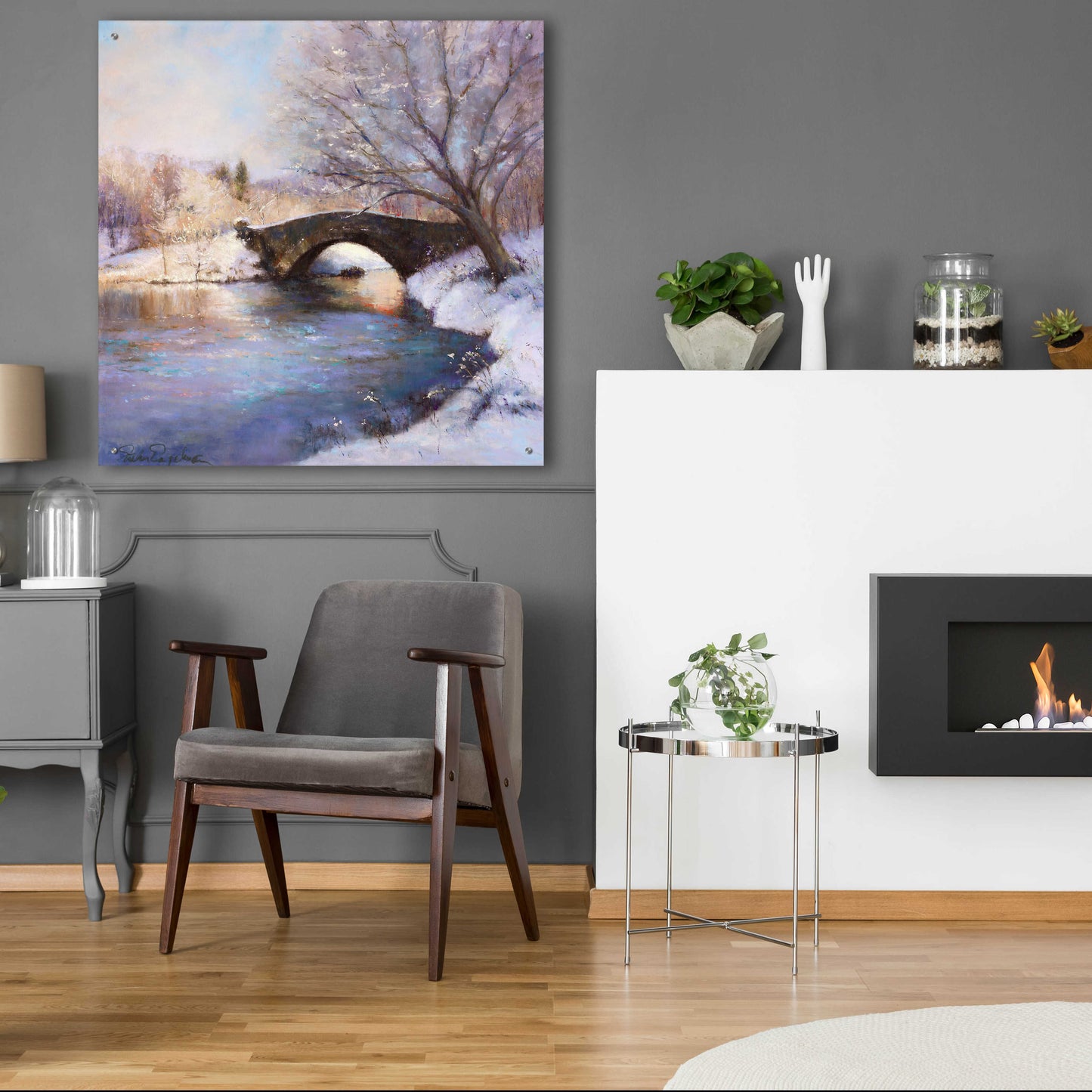 Epic Art 'Central Park Bridge' by Esther Engelman, Acrylic Glass Wall Art,36x36