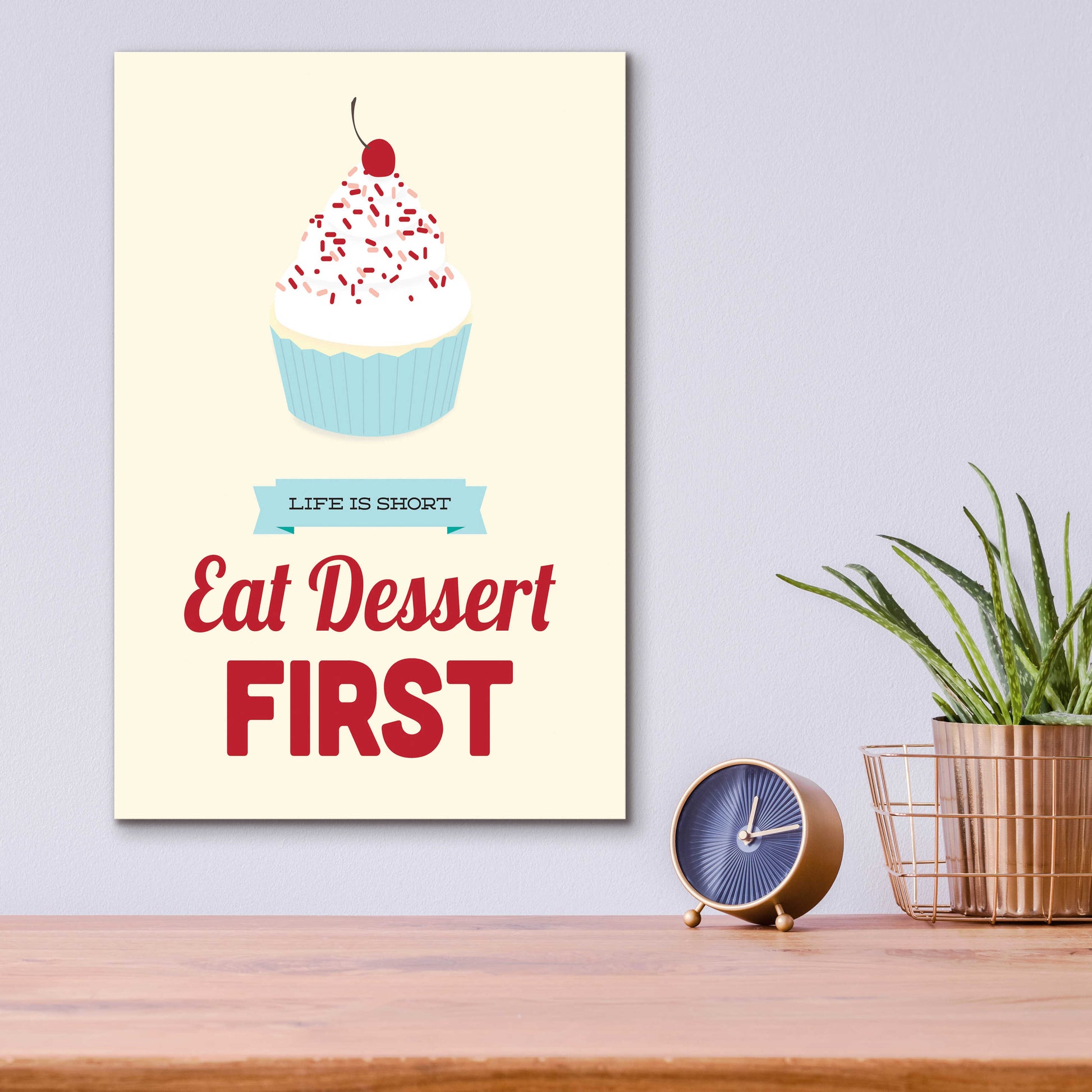 Epic Art 'Eat Dessert First' by Genesis Duncan, Acrylic Glass Wall Art,12x16