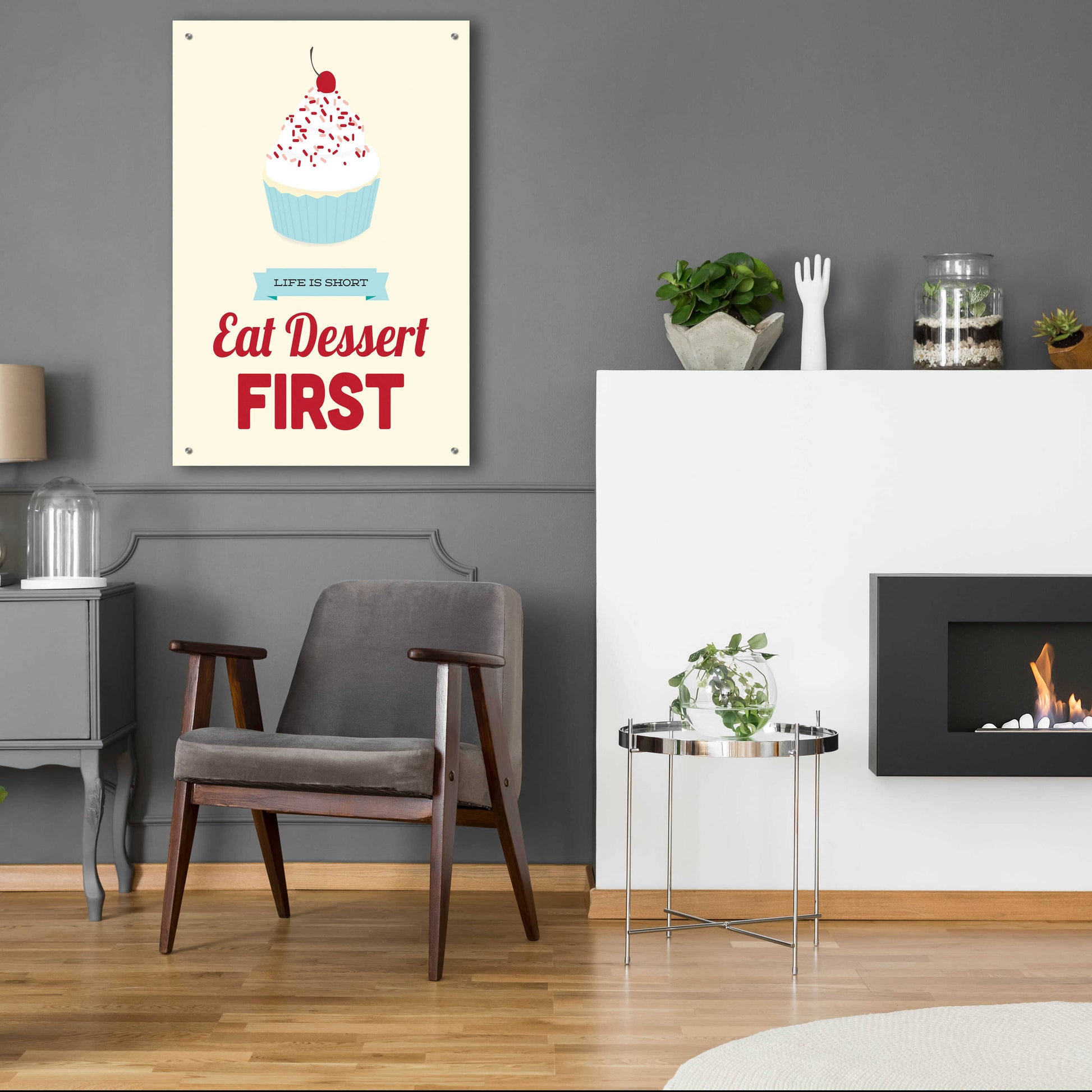 Epic Art 'Eat Dessert First' by Genesis Duncan, Acrylic Glass Wall Art,24x36