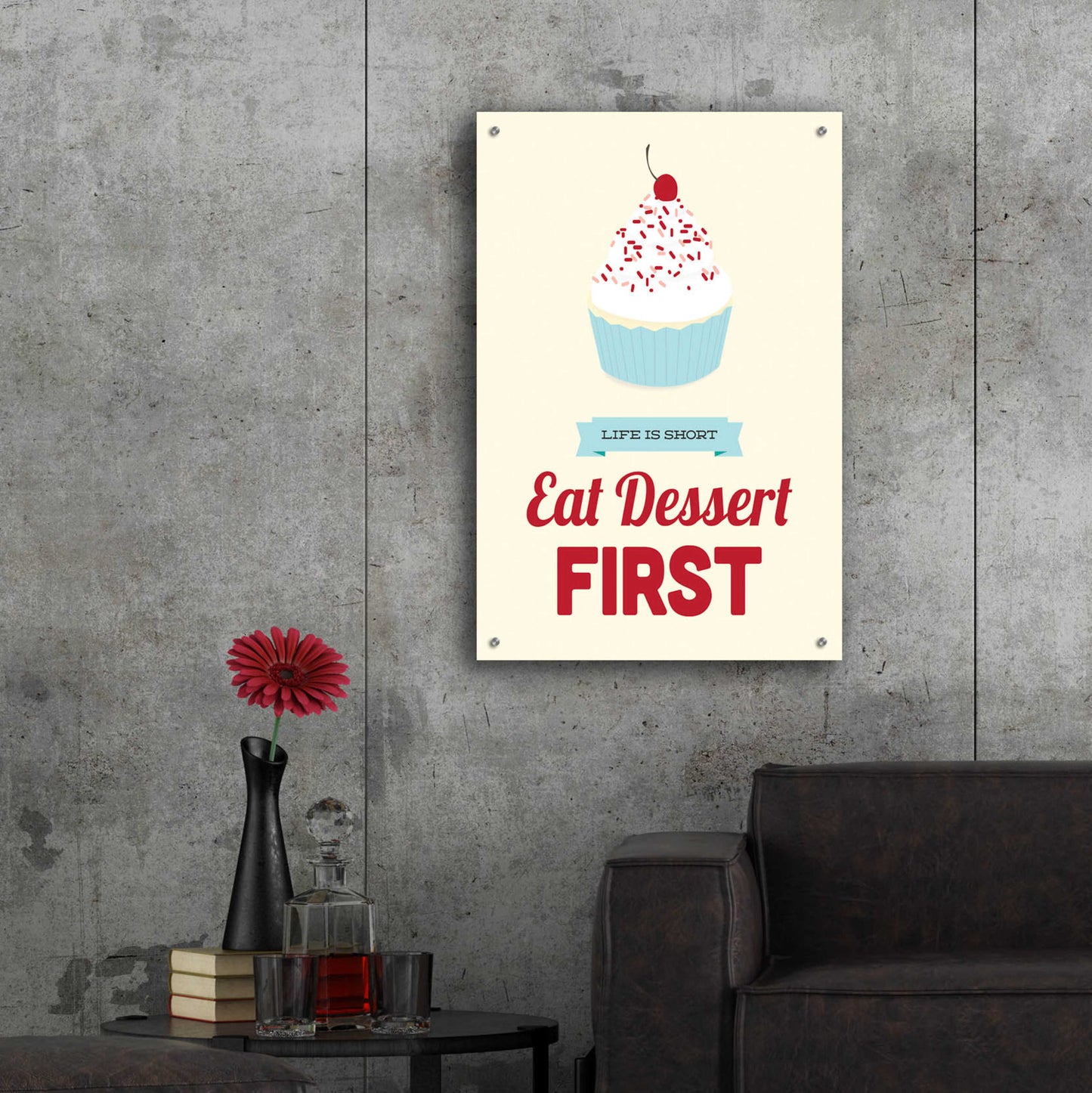 Epic Art 'Eat Dessert First' by Genesis Duncan, Acrylic Glass Wall Art,24x36