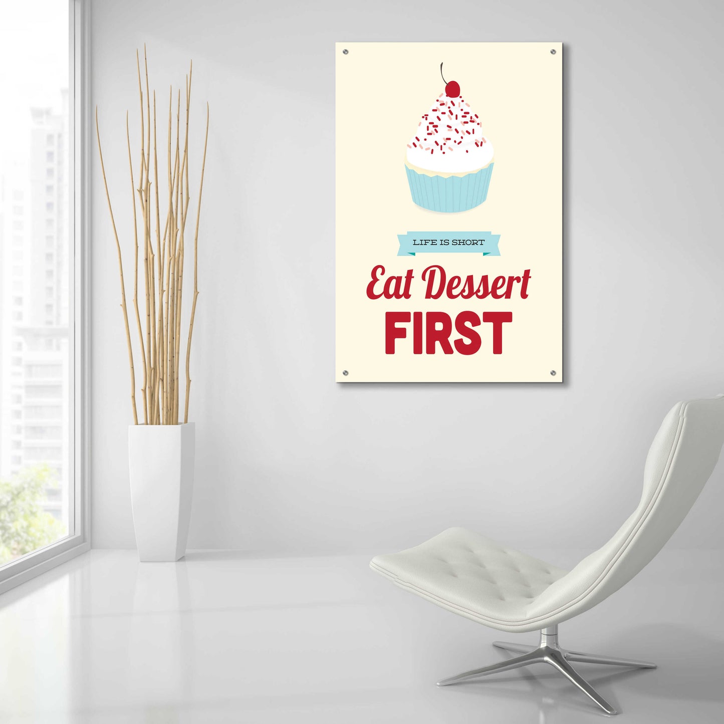 Epic Art 'Eat Dessert First' by Genesis Duncan, Acrylic Glass Wall Art,24x36