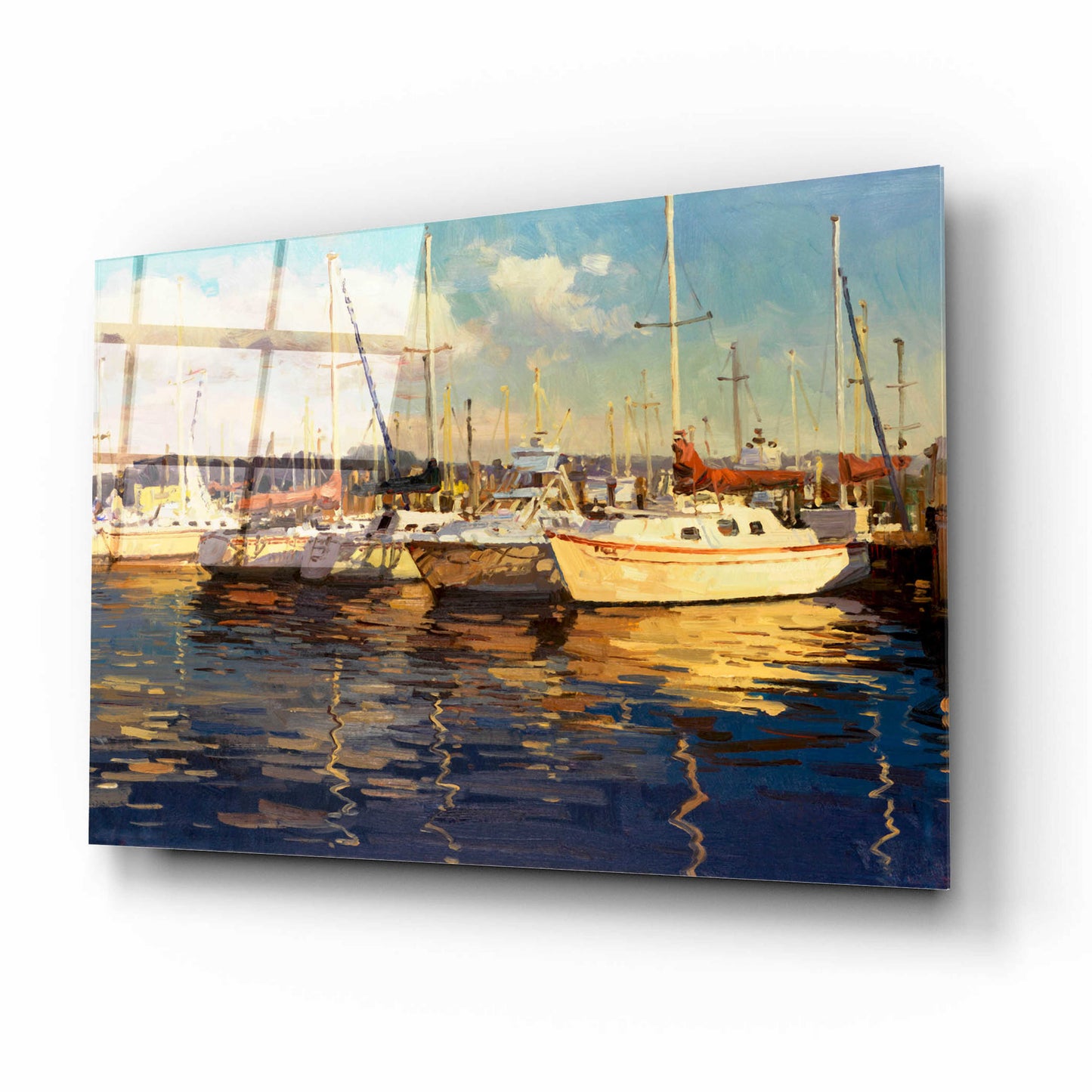 Epic Art 'Boats on Glassy Harbor' by Furtesen, Acrylic Glass Wall Art,16x12