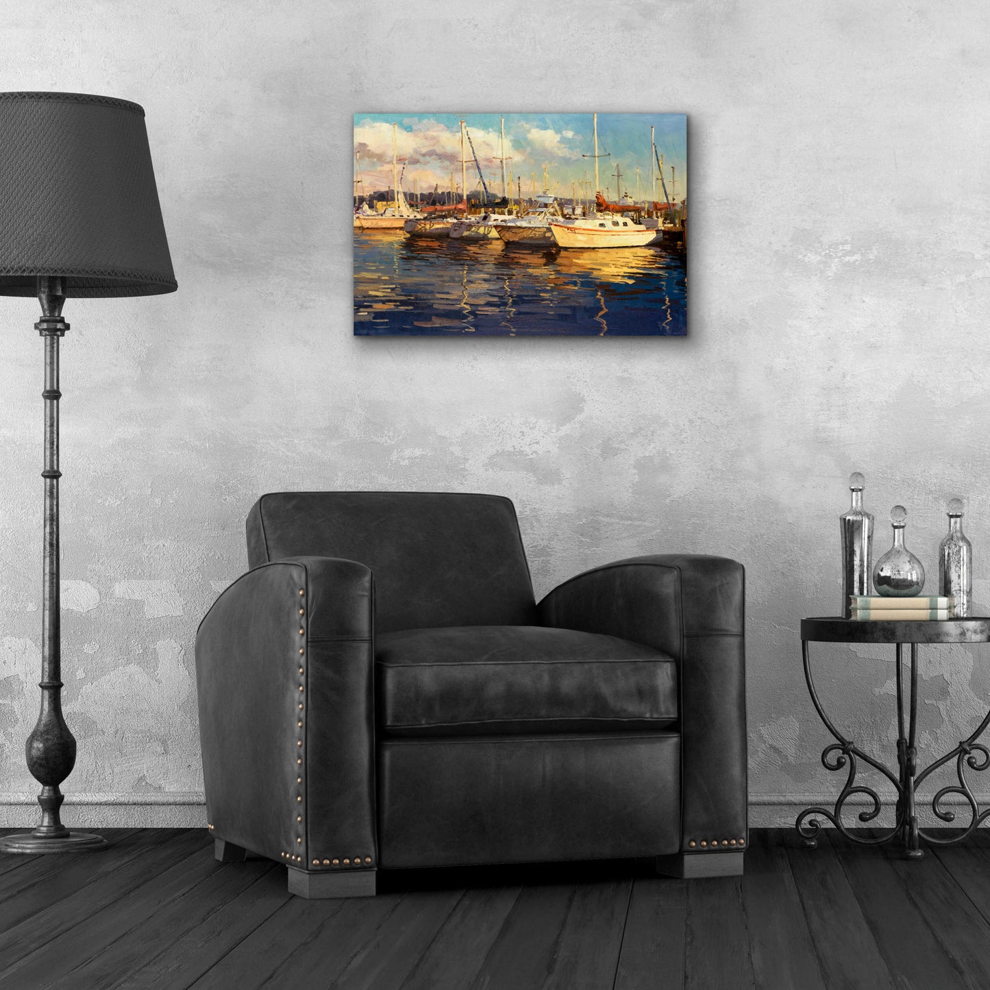 Epic Art 'Boats on Glassy Harbor' by Furtesen, Acrylic Glass Wall Art,24x16