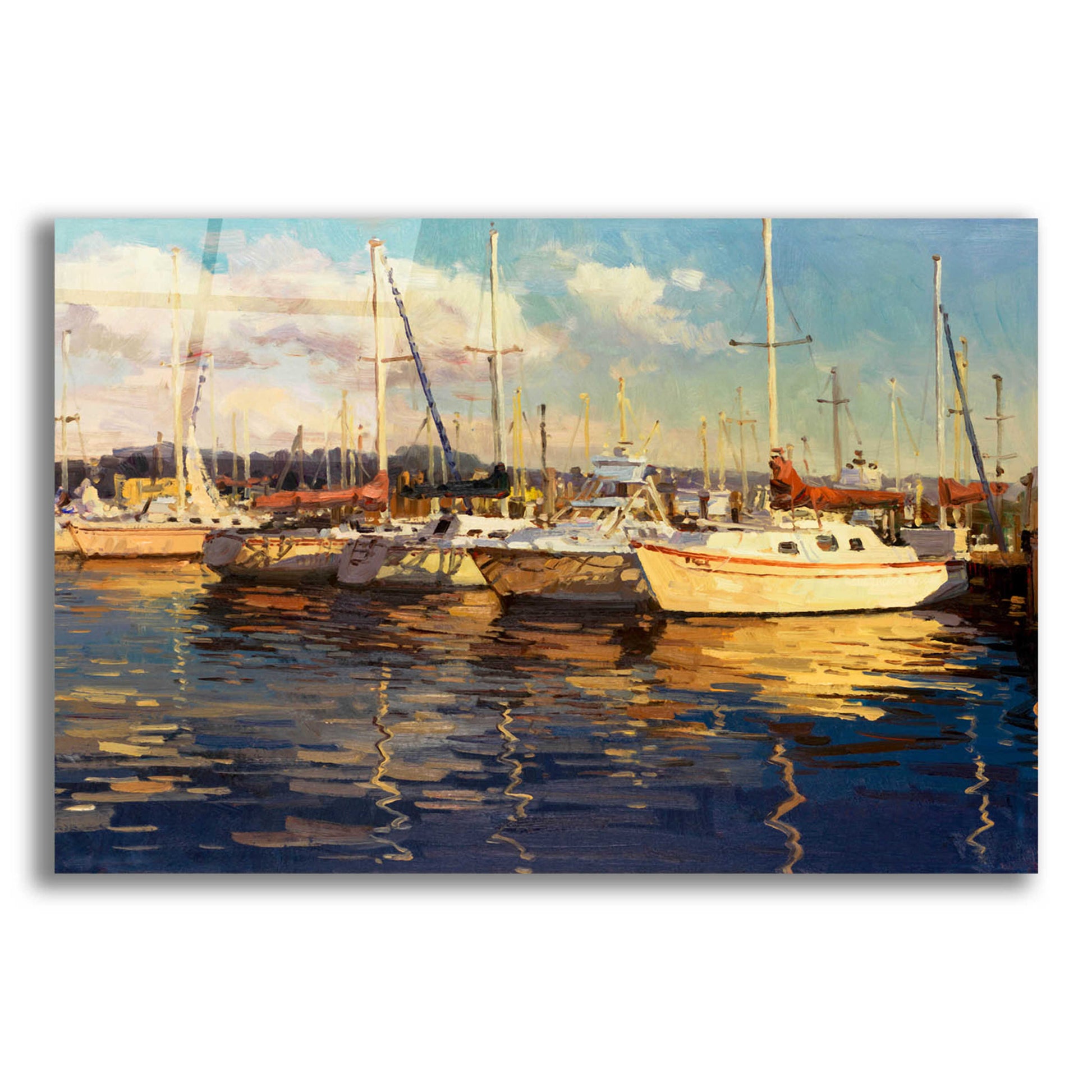 Epic Art 'Boats on Glassy Harbor' by Furtesen, Acrylic Glass Wall Art,24x16