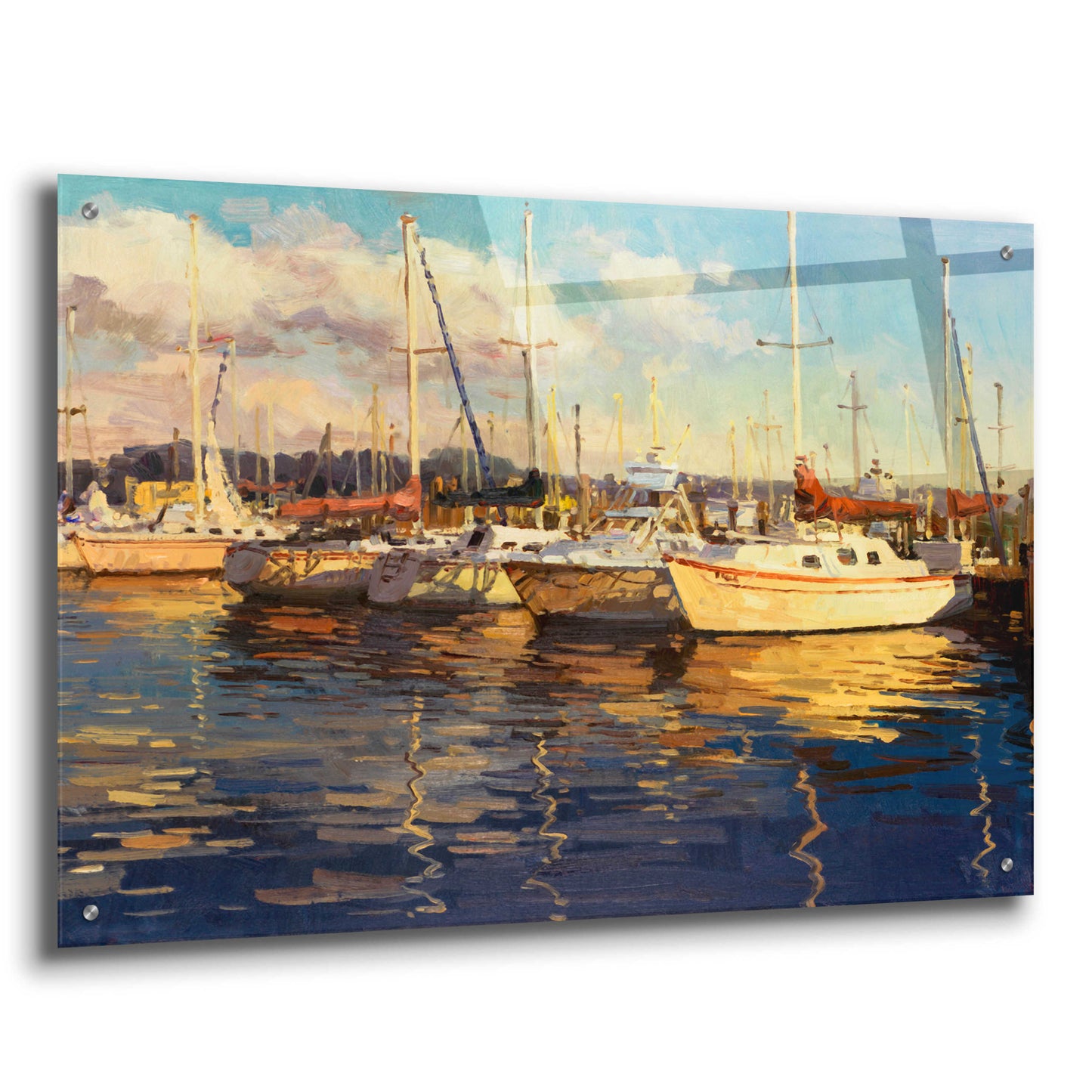 Epic Art 'Boats on Glassy Harbor' by Furtesen, Acrylic Glass Wall Art,36x24