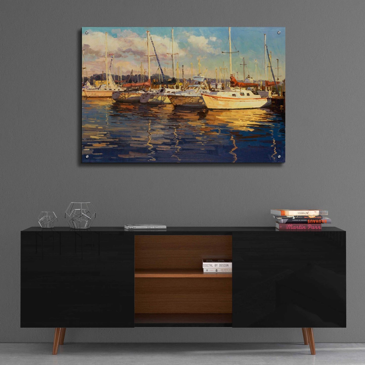 Epic Art 'Boats on Glassy Harbor' by Furtesen, Acrylic Glass Wall Art,36x24