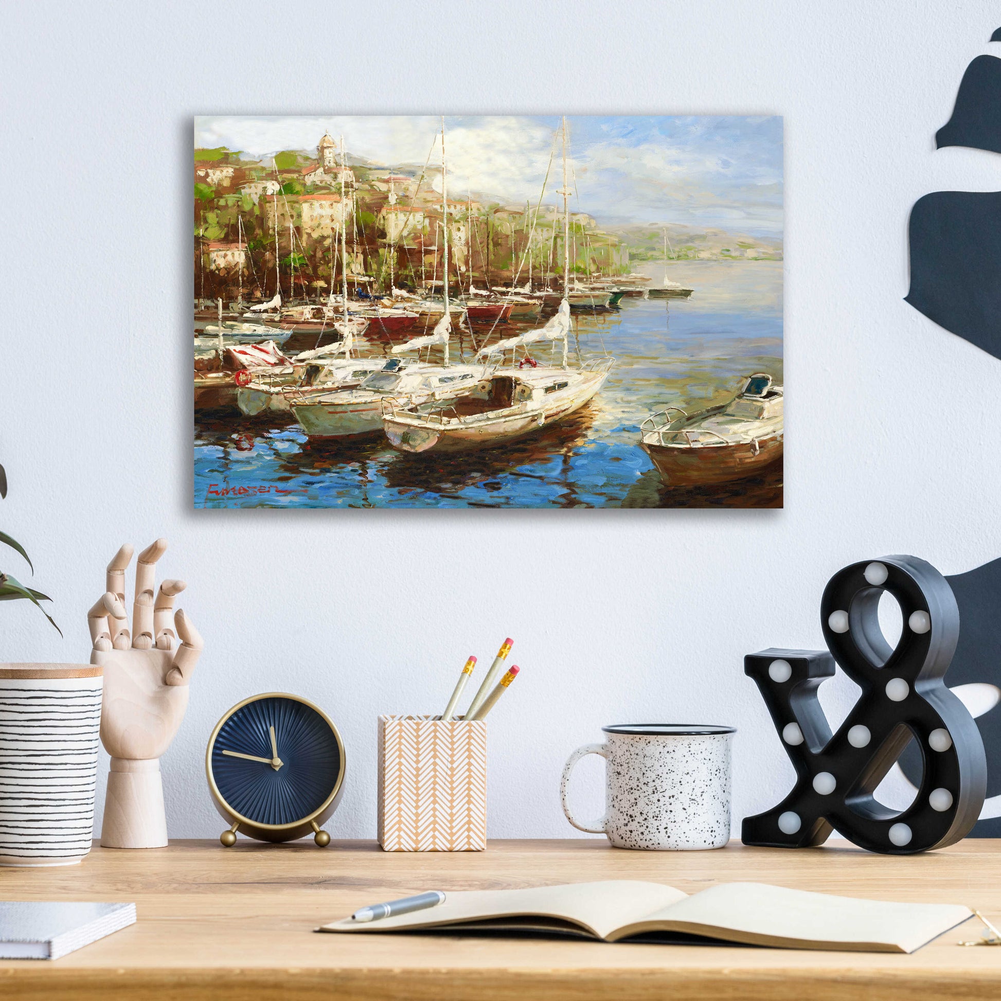 Epic Art 'Harbor Bay' by Furtesen, Acrylic Glass Wall Art,16x12