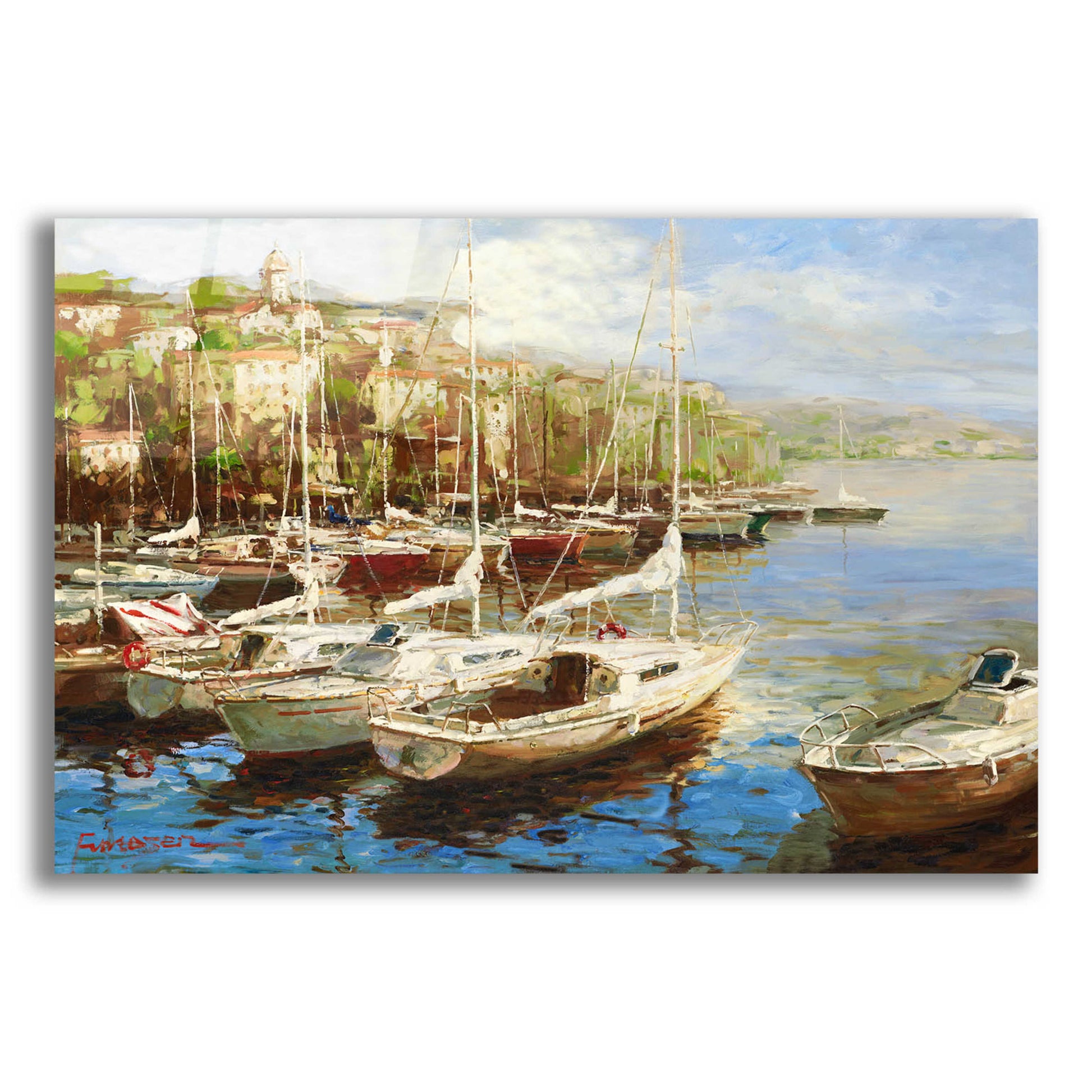 Epic Art 'Harbor Bay' by Furtesen, Acrylic Glass Wall Art,16x12