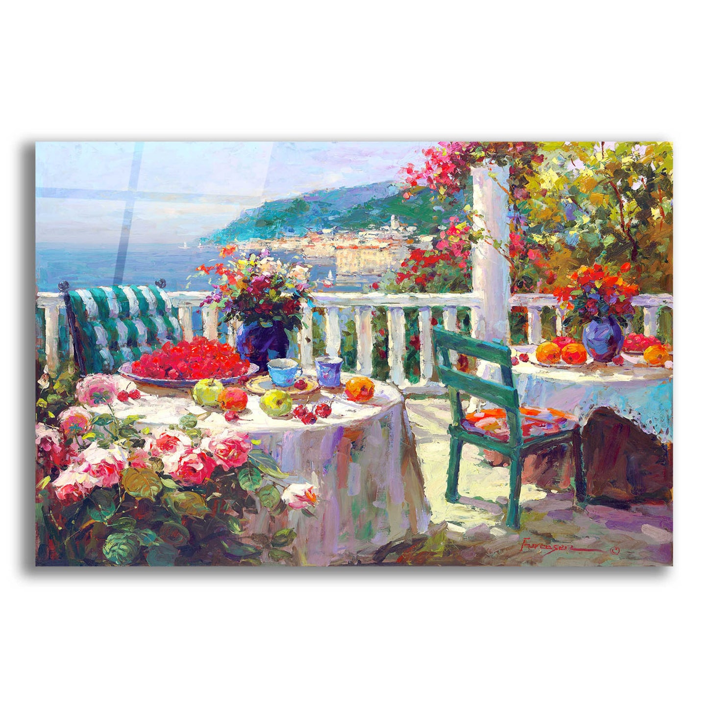 Epic Art 'Terrace Brunch' by Furtesen, Acrylic Glass Wall Art,16x12