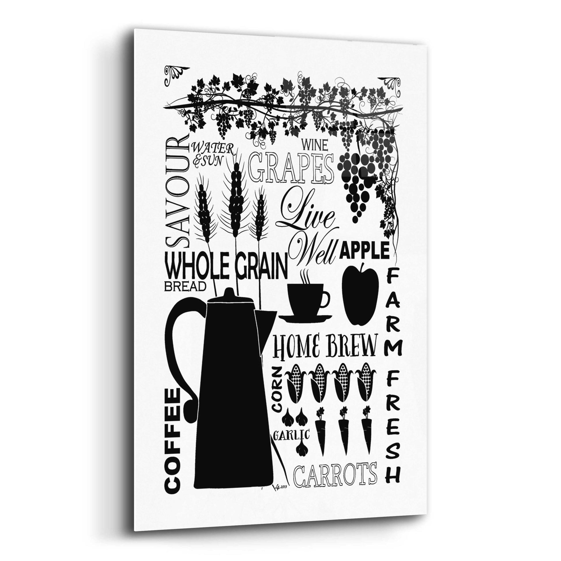 Epic Art 'Culinary Love 2 in B&W' by Leslie Fuqua, Acrylic Glass Wall Art,12x16