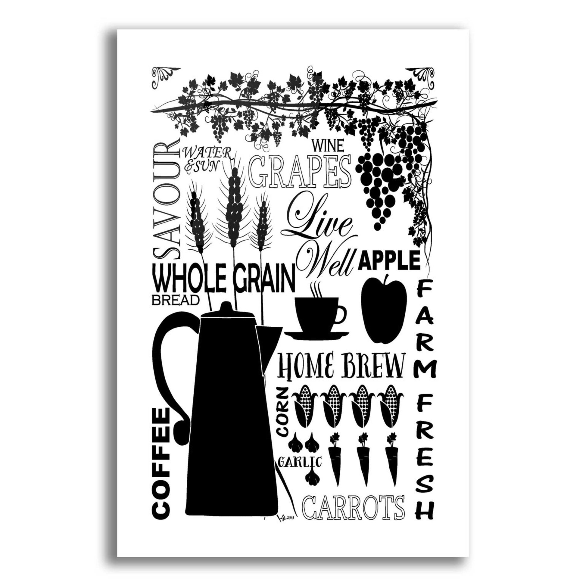 Epic Art 'Culinary Love 2 in B&W' by Leslie Fuqua, Acrylic Glass Wall Art,12x16