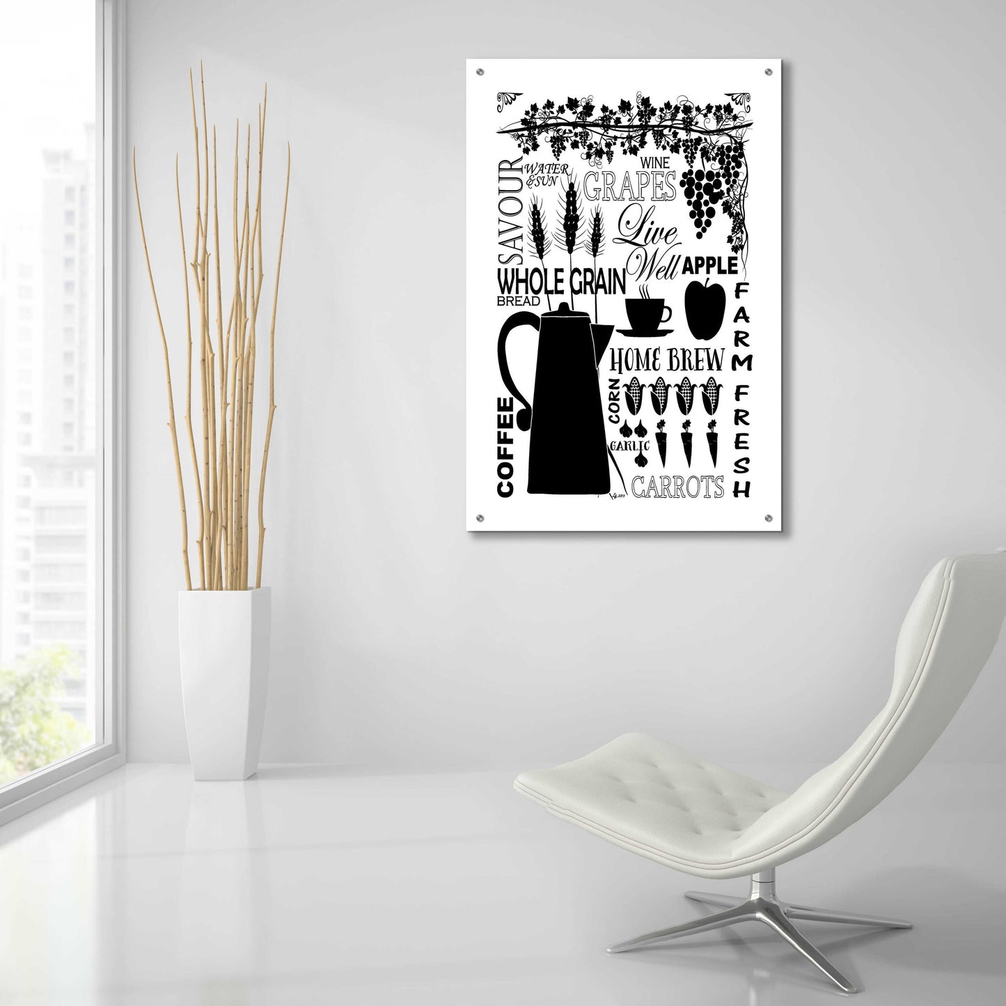 Epic Art 'Culinary Love 2 in B&W' by Leslie Fuqua, Acrylic Glass Wall Art,24x36