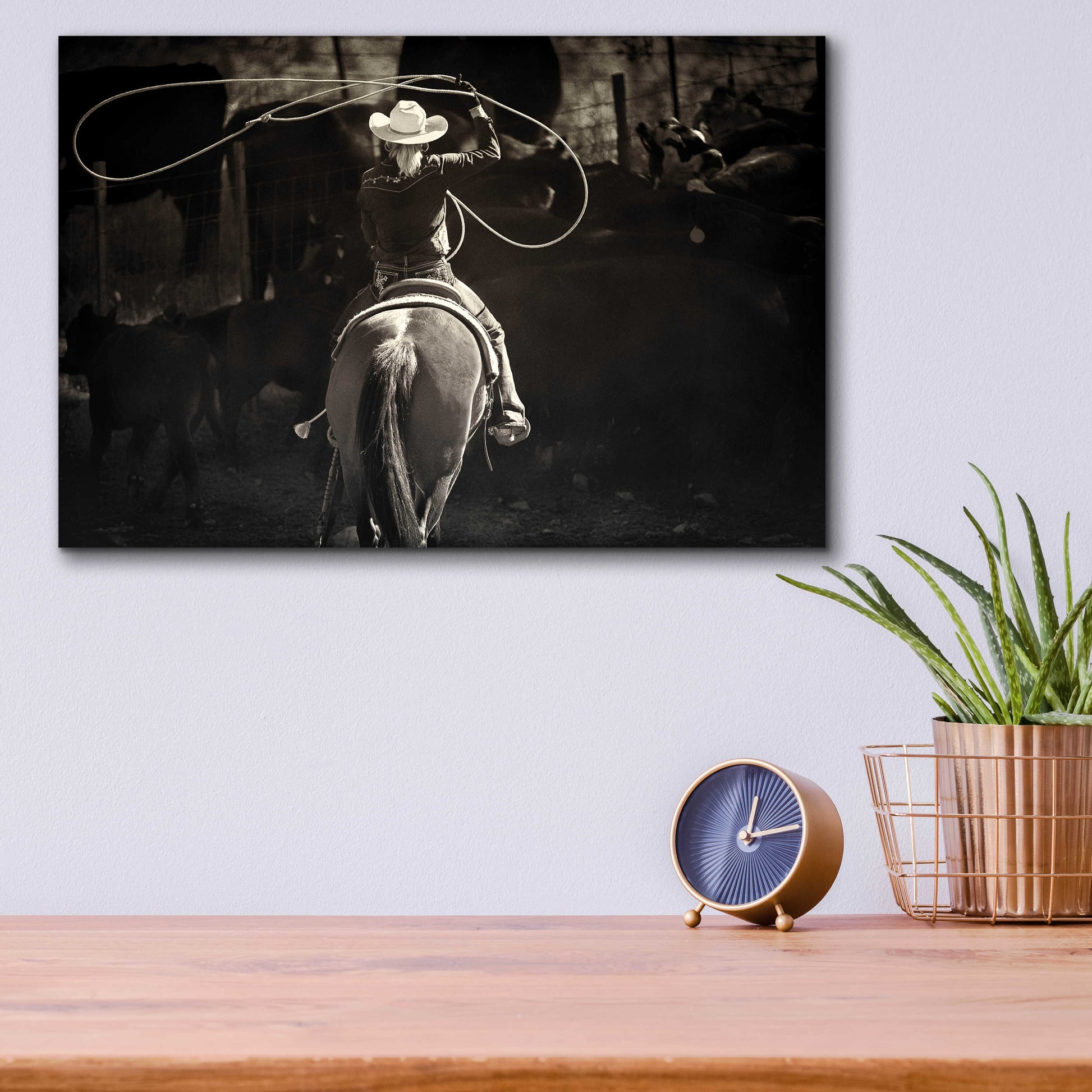 Epic Art 'American Cowgirl' by Lisa Dearing, Acrylic Glass Wall Art,16x12