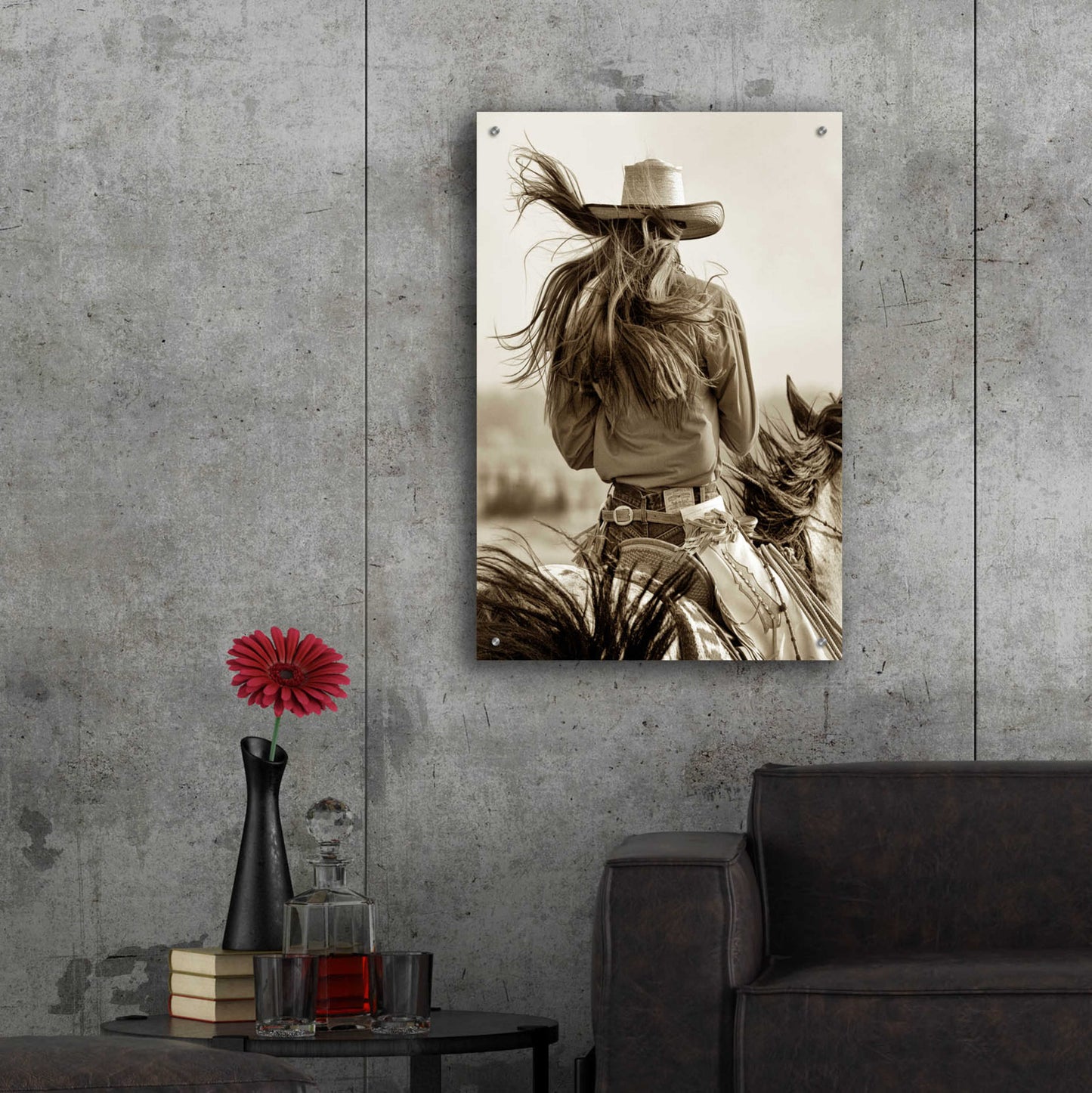 Epic Art 'Cowgirl' by Lisa Dearing, Acrylic Glass Wall Art,24x36