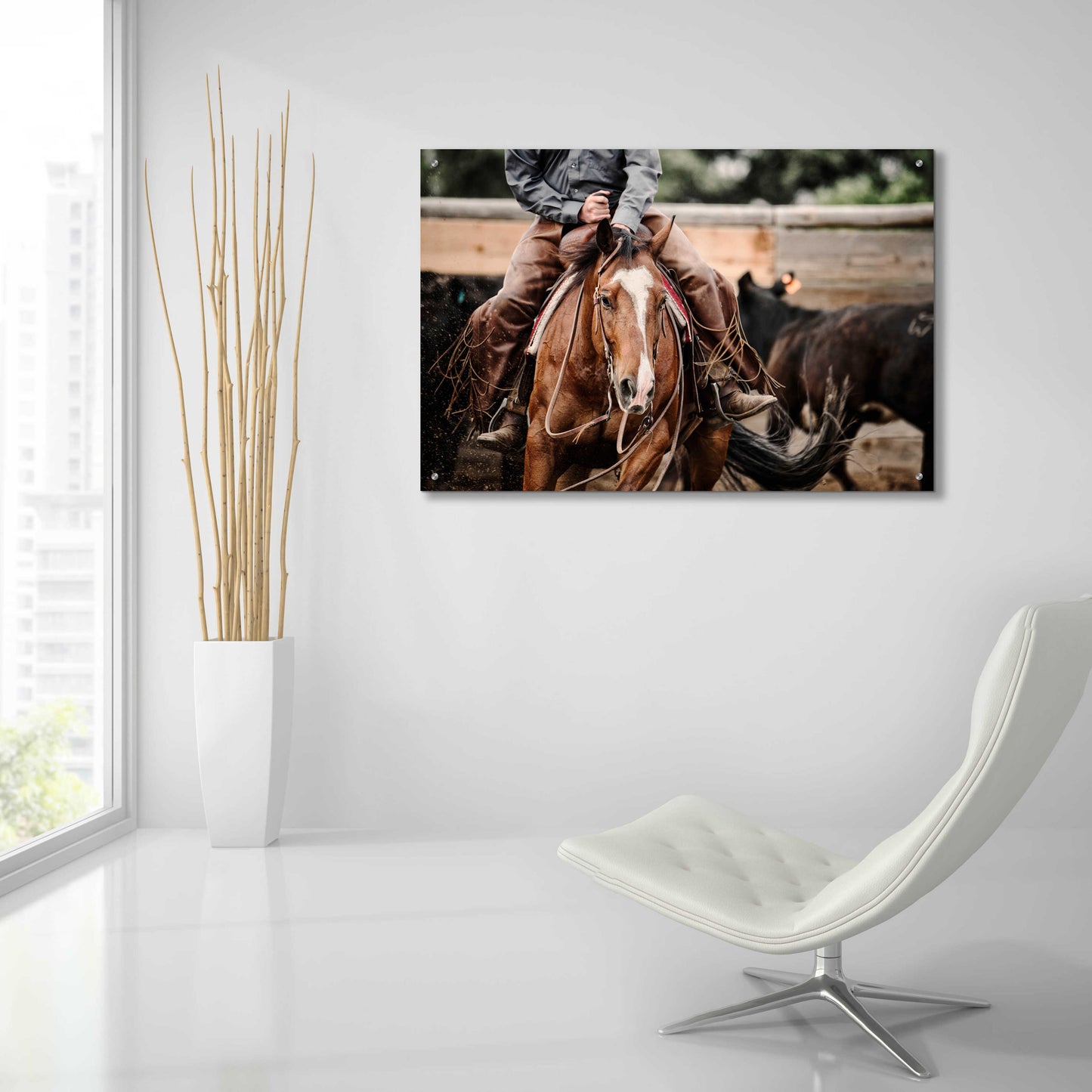 Epic Art 'Cutting Horse' by Lisa Dearing, Acrylic Glass Wall Art,36x24