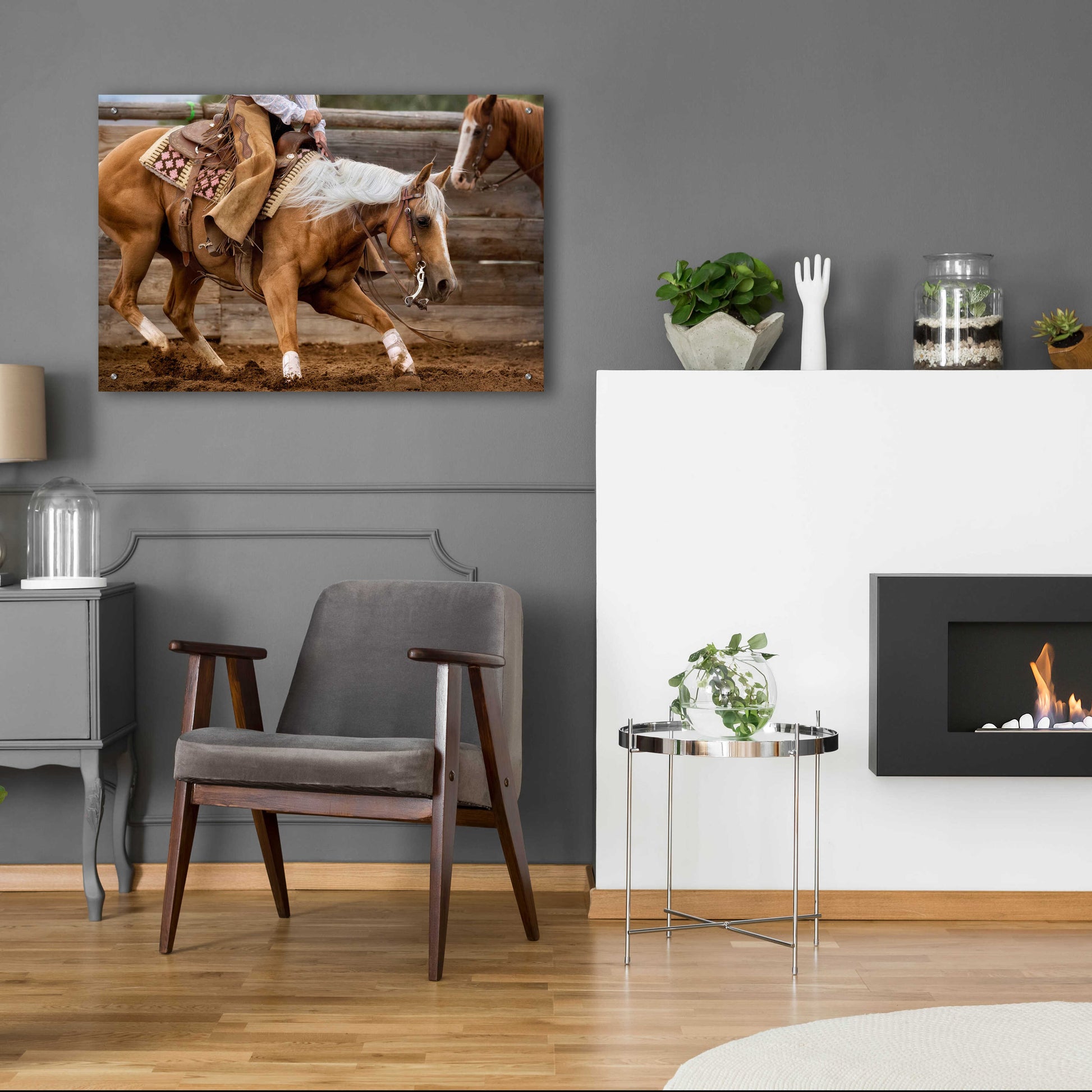 Epic Art 'Cutting Horses' by Lisa Dearing, Acrylic Glass Wall Art,36x24