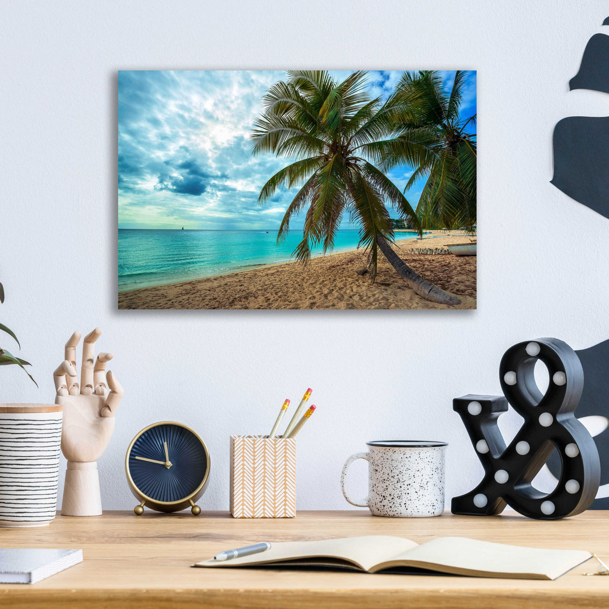 Epic Art 'Palm Tree Dreams' by Lizzy Davis, Acrylic Glass Wall Art,16x12