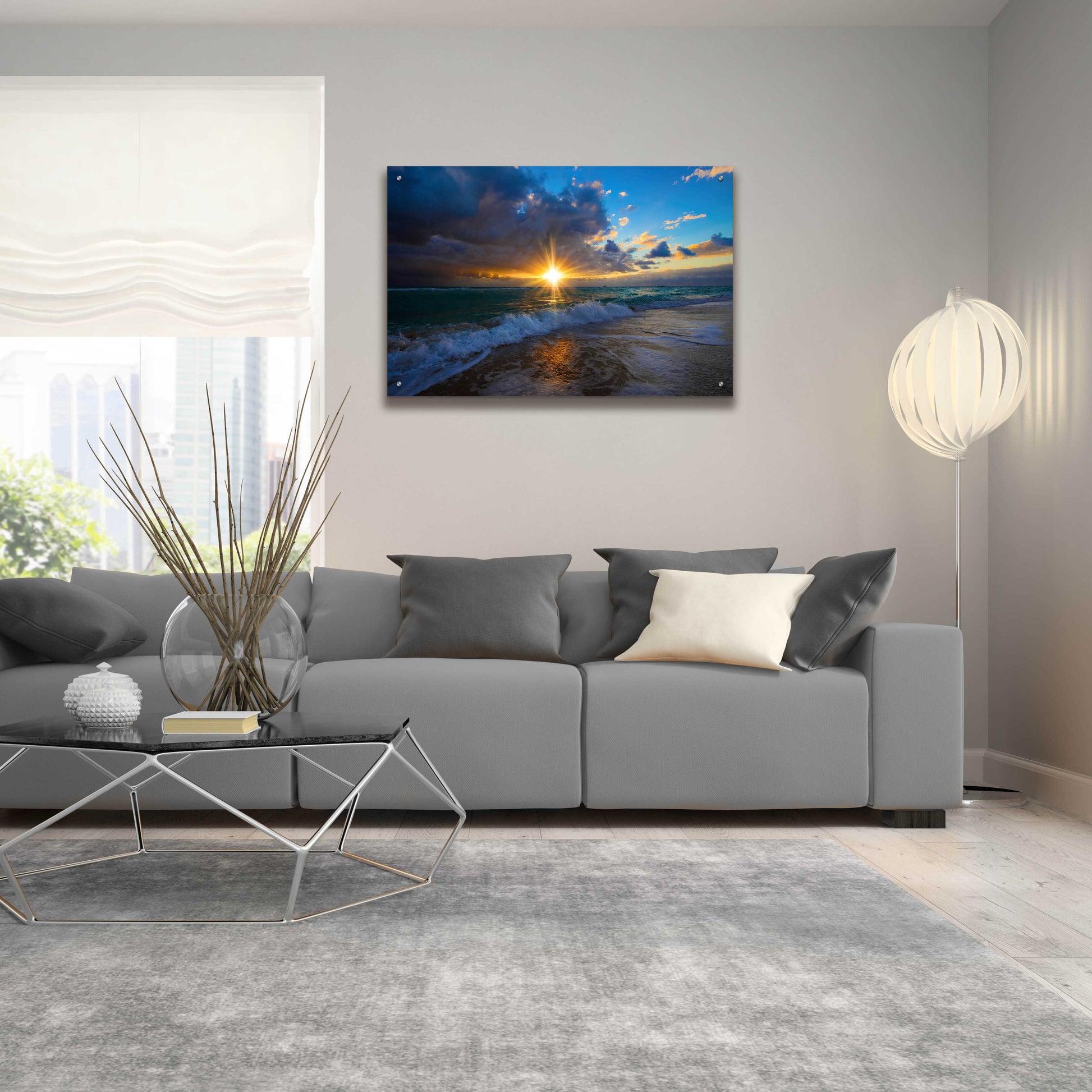 Epic Art 'Sunrise Over Miami Beach' by Lizzy Davis, Acrylic Glass Wall Art,36x24