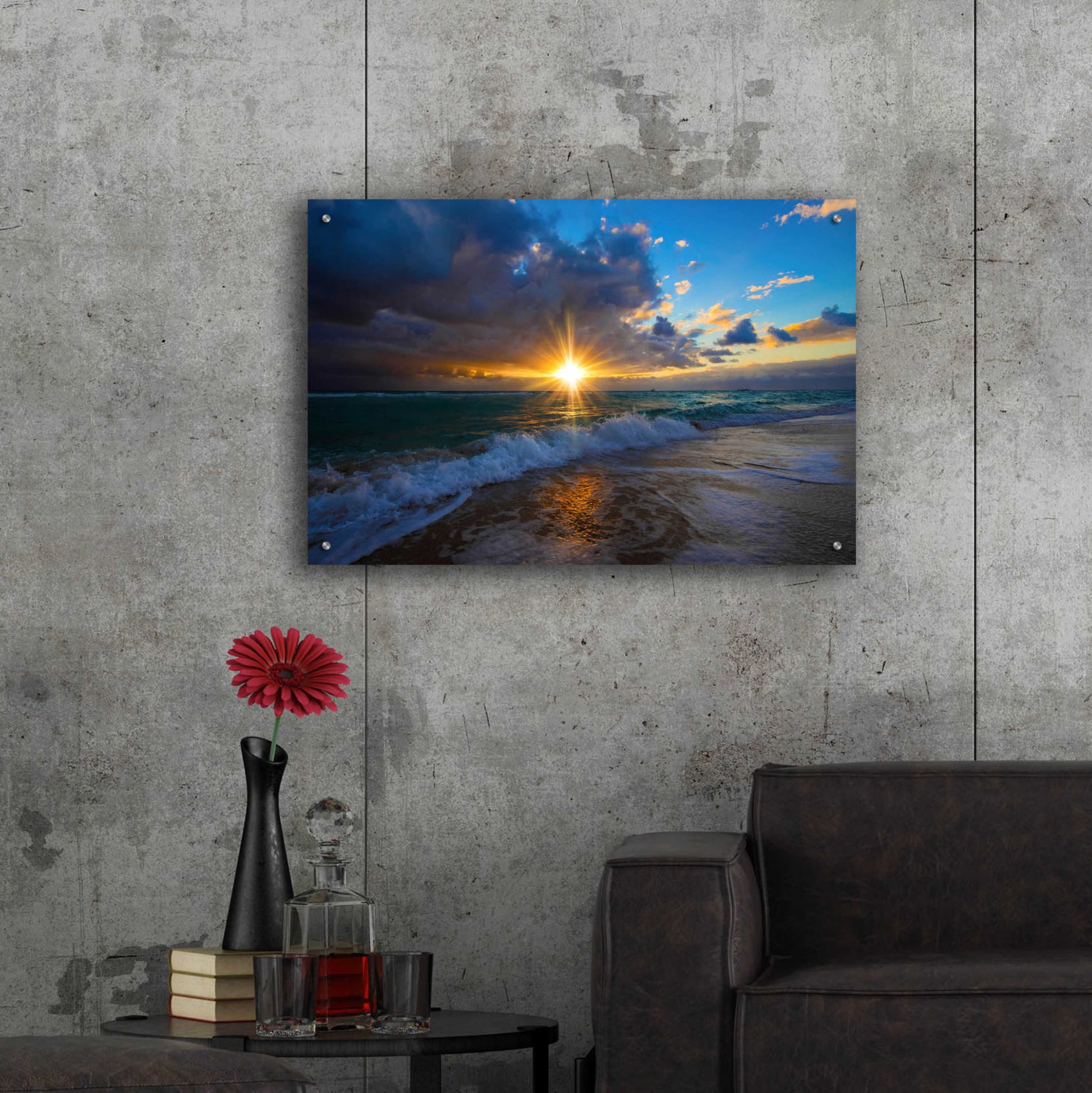 Epic Art 'Sunrise Over Miami Beach' by Lizzy Davis, Acrylic Glass Wall Art,36x24