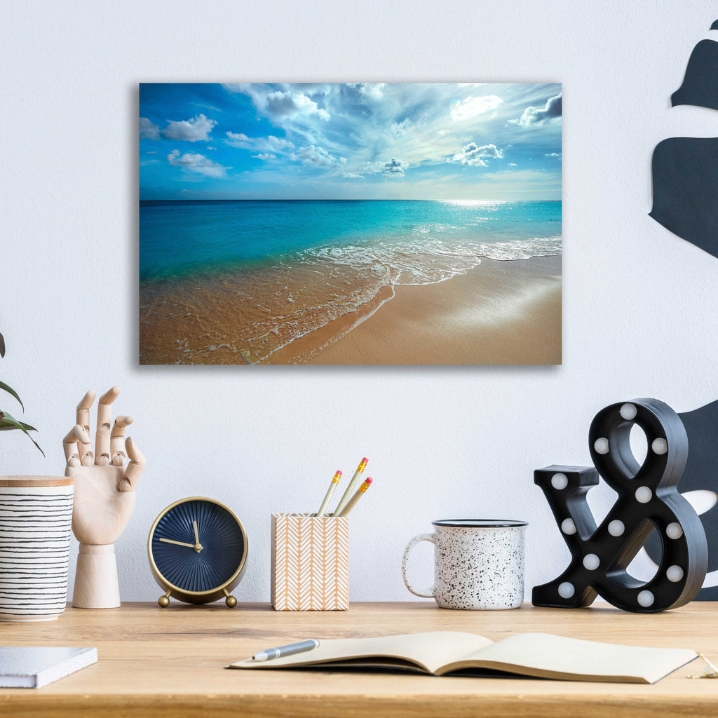 Epic Art 'Turquoise Tranquility' by Lizzy Davis, Acrylic Glass Wall Art,16x12