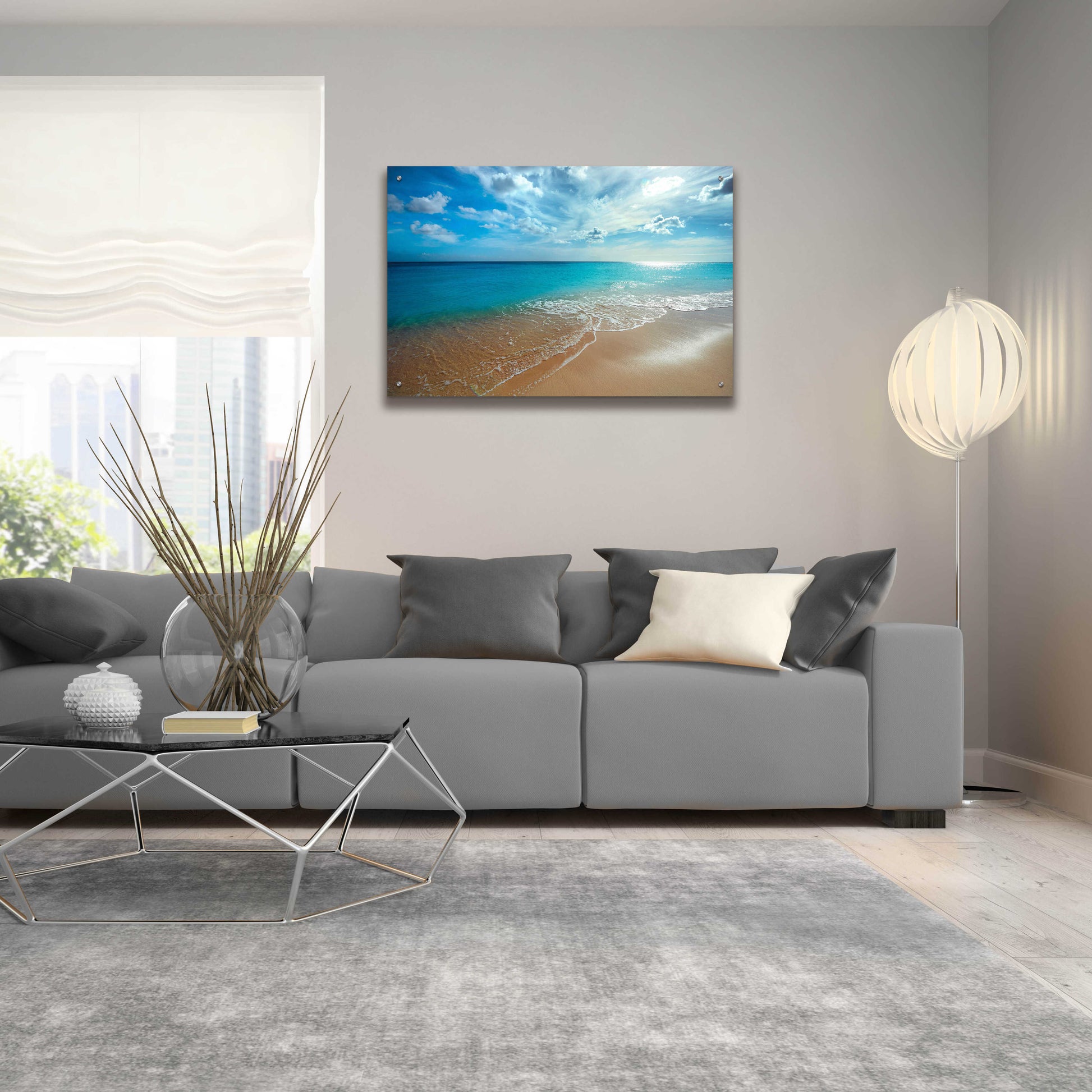 Epic Art 'Turquoise Tranquility' by Lizzy Davis, Acrylic Glass Wall Art,36x24