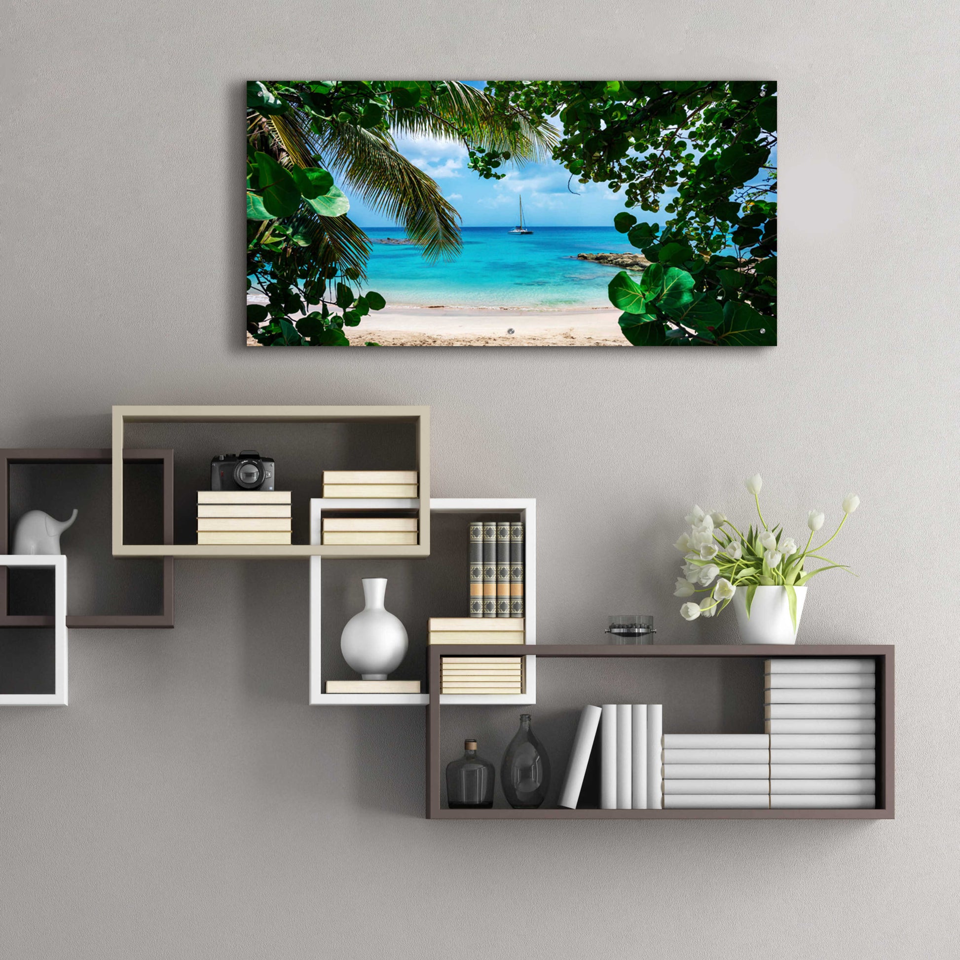 Epic Art 'Window to Paradise' by Lizzy Davis, Acrylic Glass Wall Art,48x24