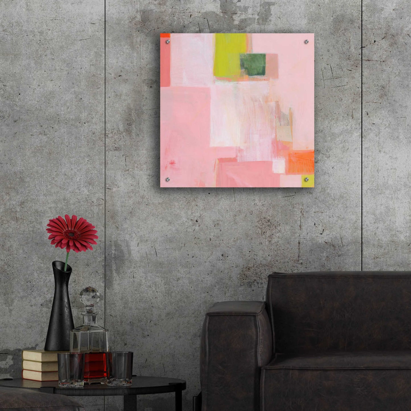 Epic Art 'Pink Squares' by Melissa Donoho, Acrylic Glass Wall Art,24x24