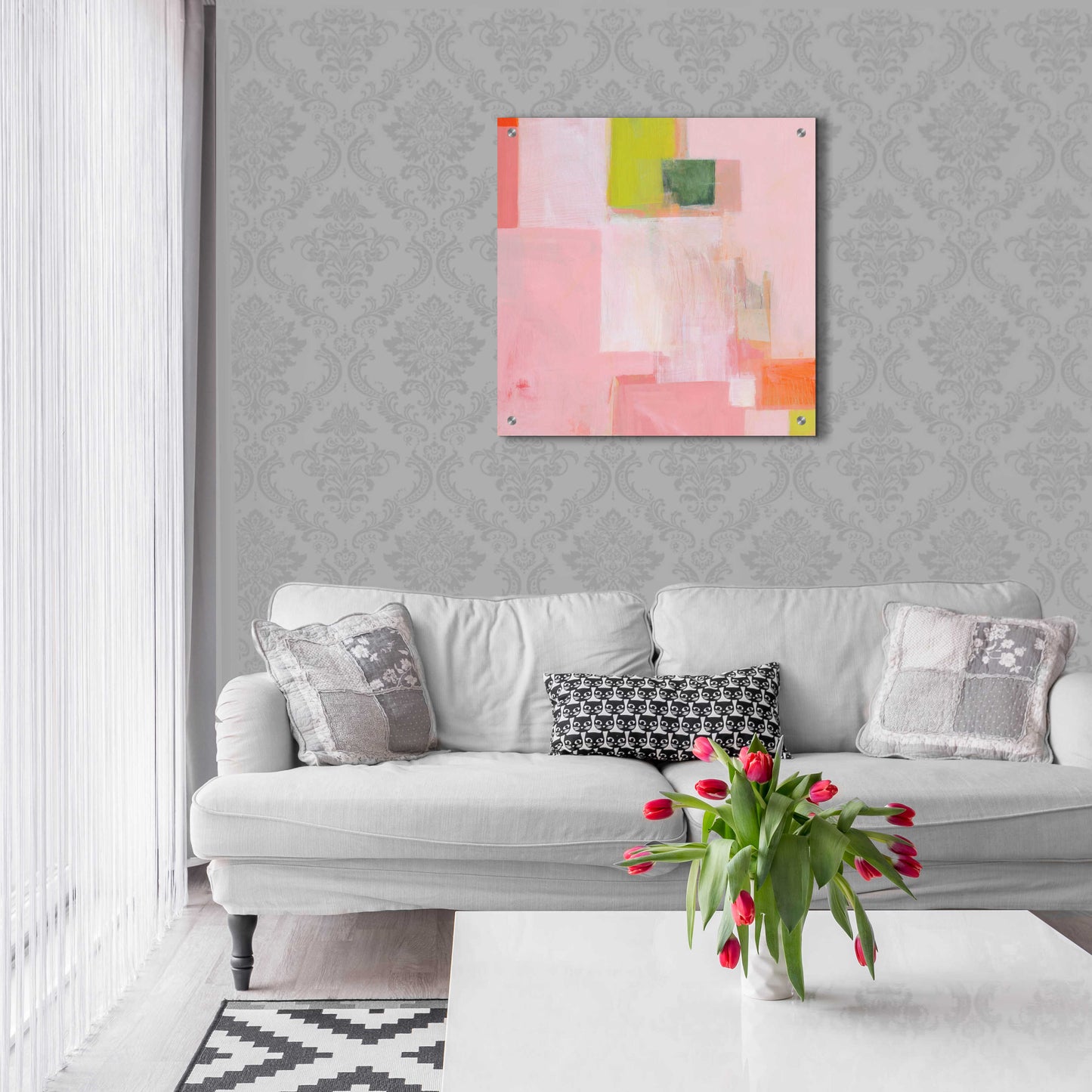 Epic Art 'Pink Squares' by Melissa Donoho, Acrylic Glass Wall Art,24x24