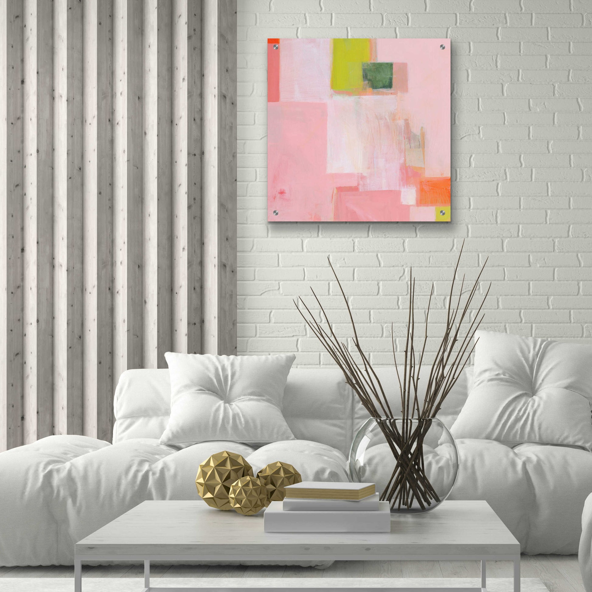 Epic Art 'Pink Squares' by Melissa Donoho, Acrylic Glass Wall Art,24x24