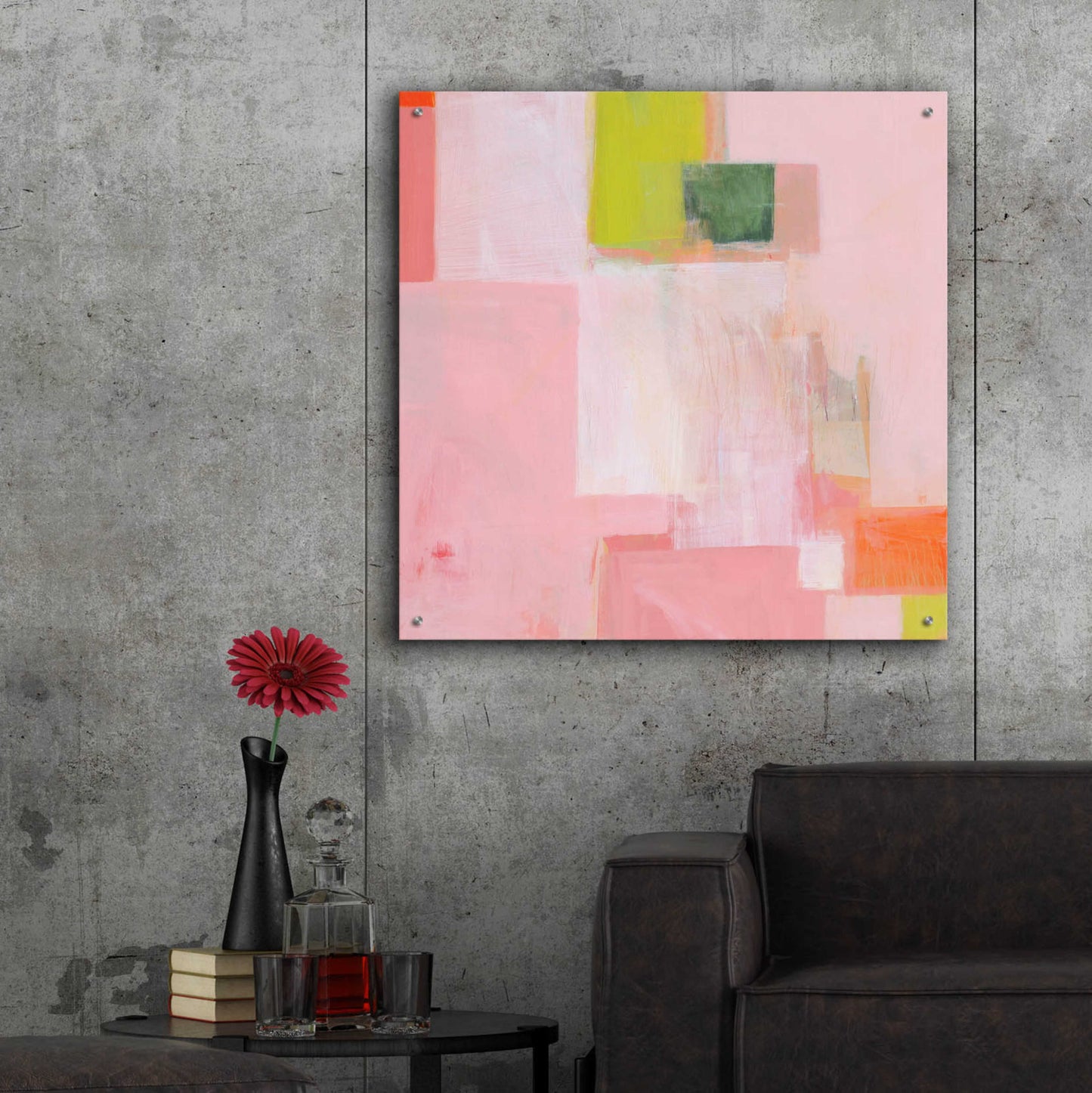 Epic Art 'Pink Squares' by Melissa Donoho, Acrylic Glass Wall Art,36x36