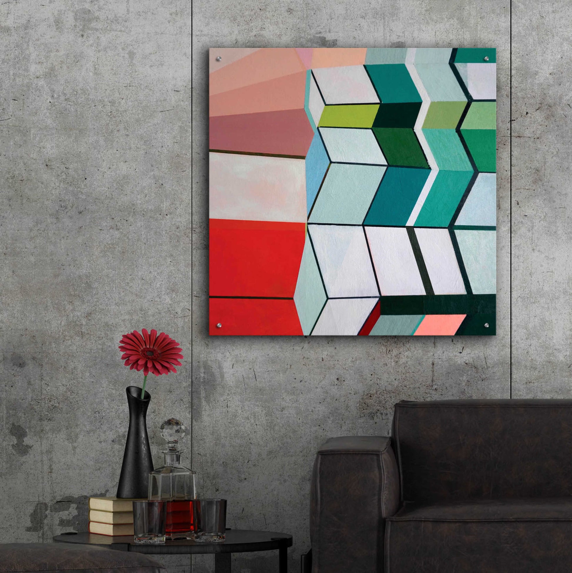 Epic Art 'Angles No. 3' by Naomi Taitz Duffy, Acrylic Glass Wall Art,36x36