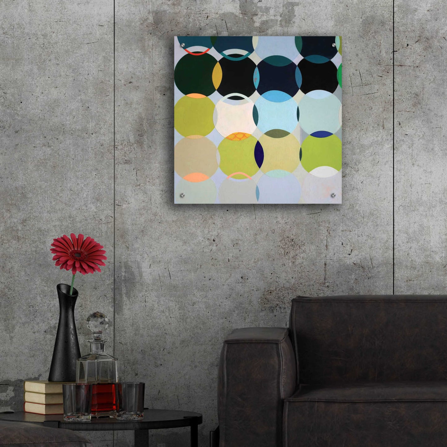 Epic Art 'Circles No. 1' by Naomi Taitz Duffy, Acrylic Glass Wall Art,24x24