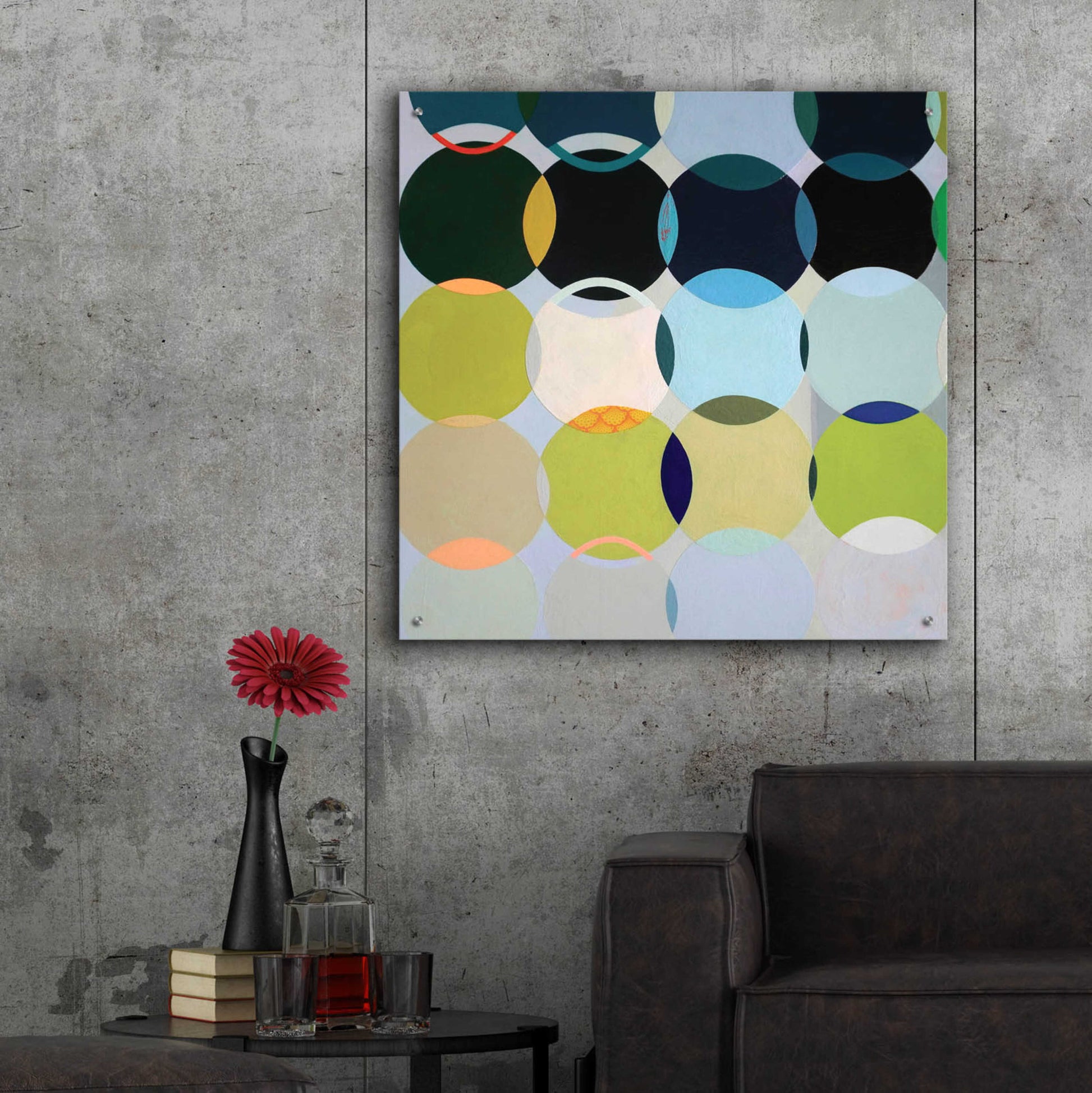 Epic Art 'Circles No. 1' by Naomi Taitz Duffy, Acrylic Glass Wall Art,36x36