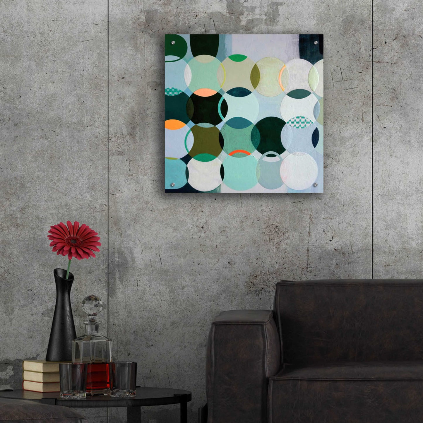 Epic Art 'Circles No. 2' by Naomi Taitz Duffy, Acrylic Glass Wall Art,24x24