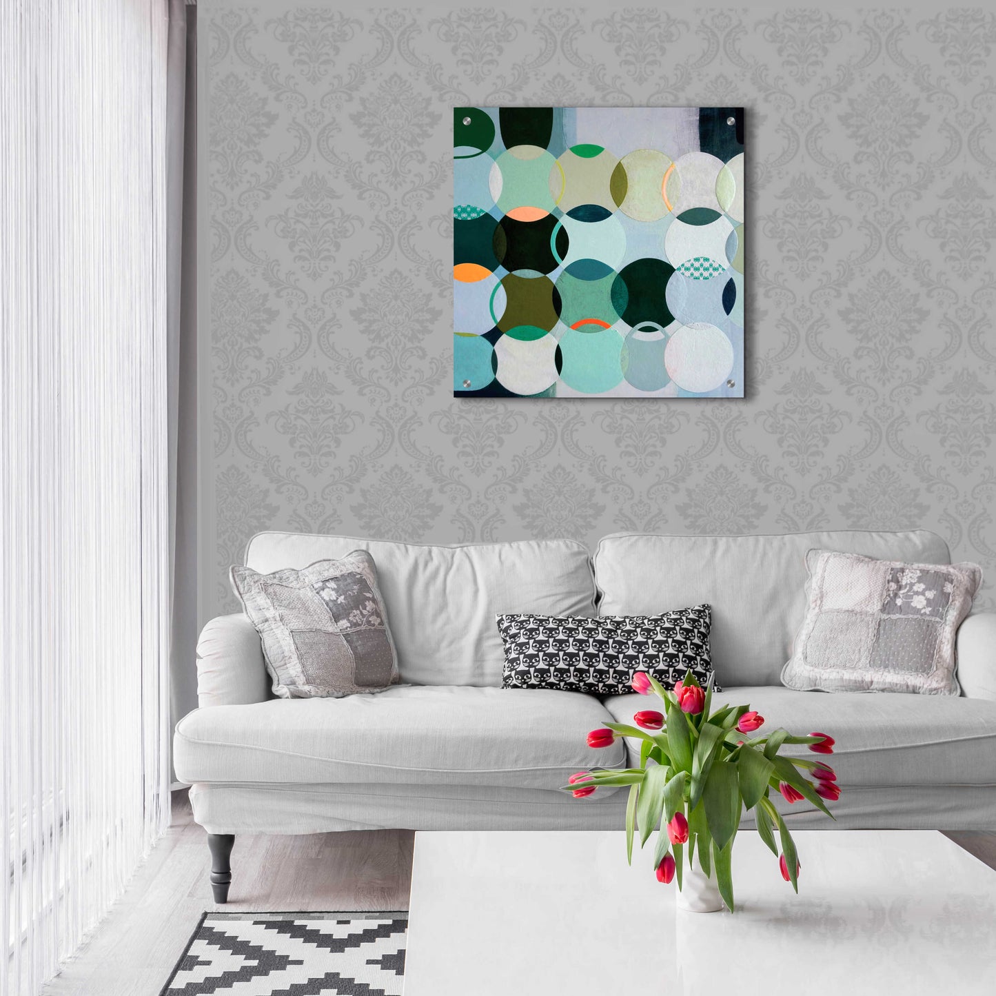 Epic Art 'Circles No. 2' by Naomi Taitz Duffy, Acrylic Glass Wall Art,24x24