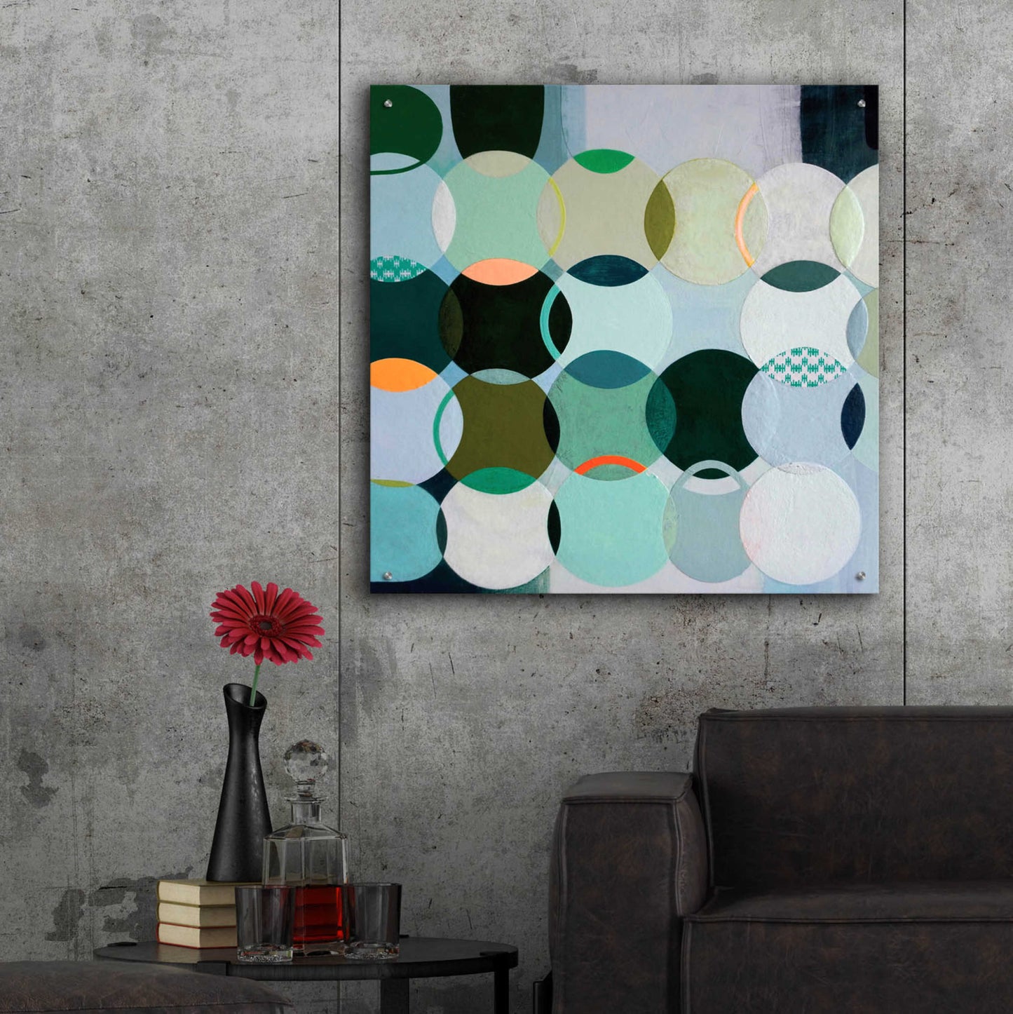 Epic Art 'Circles No. 2' by Naomi Taitz Duffy, Acrylic Glass Wall Art,36x36