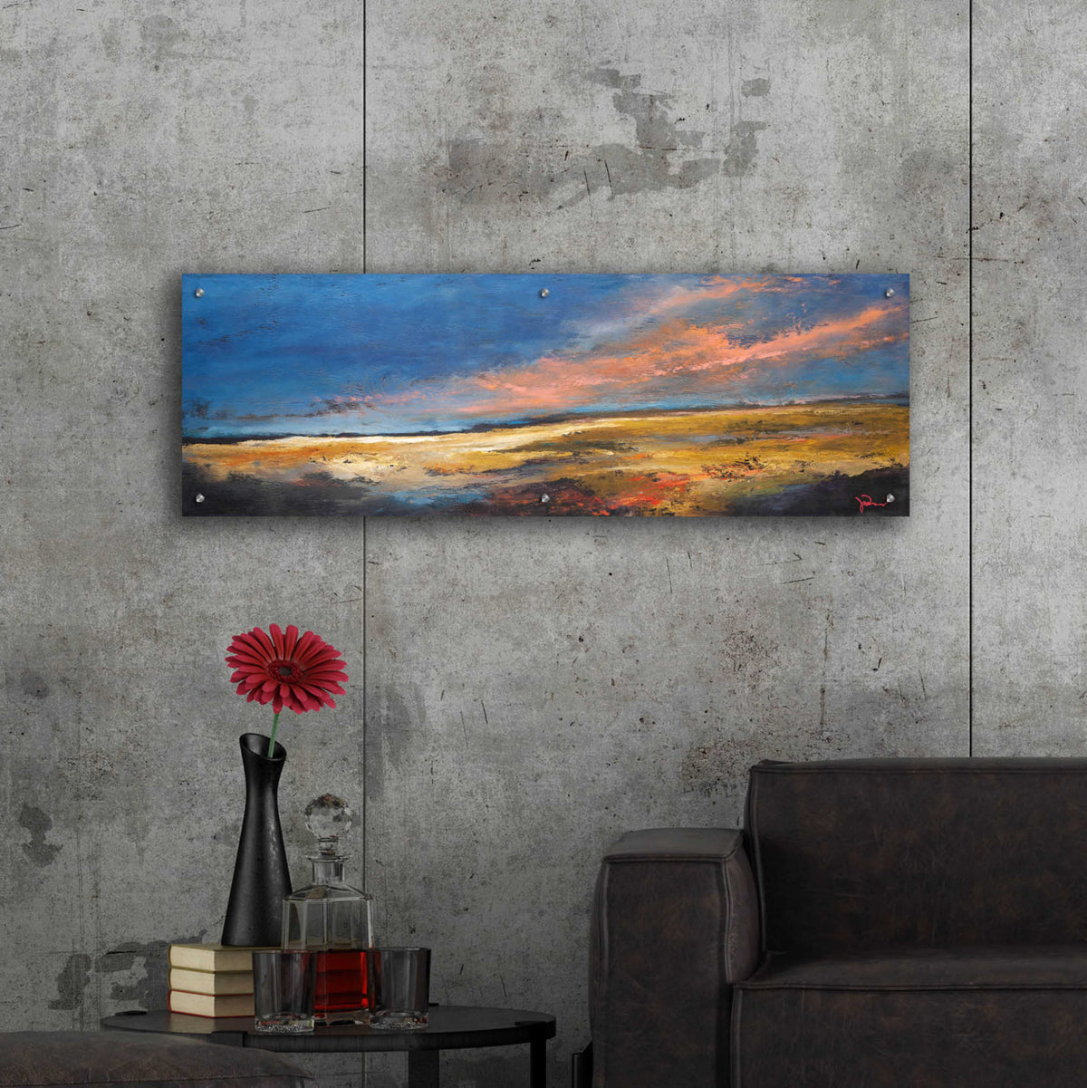Epic Art 'Ranch Romance' by Patrick Dennis, Acrylic Glass Wall Art,48x16