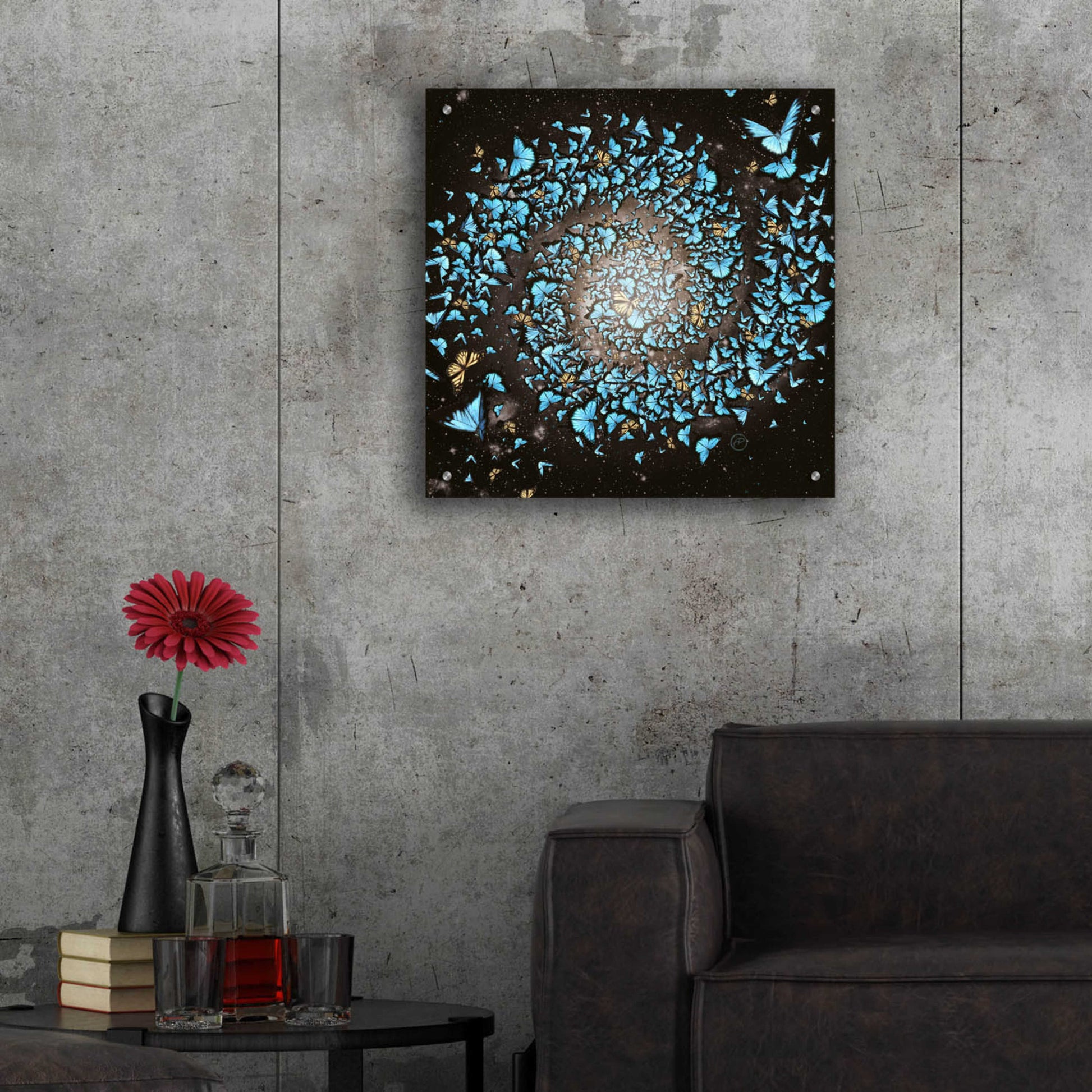 Epic Art 'Butterfly Galaxy' by Paula Belle Flores, Acrylic Glass Wall Art,24x24